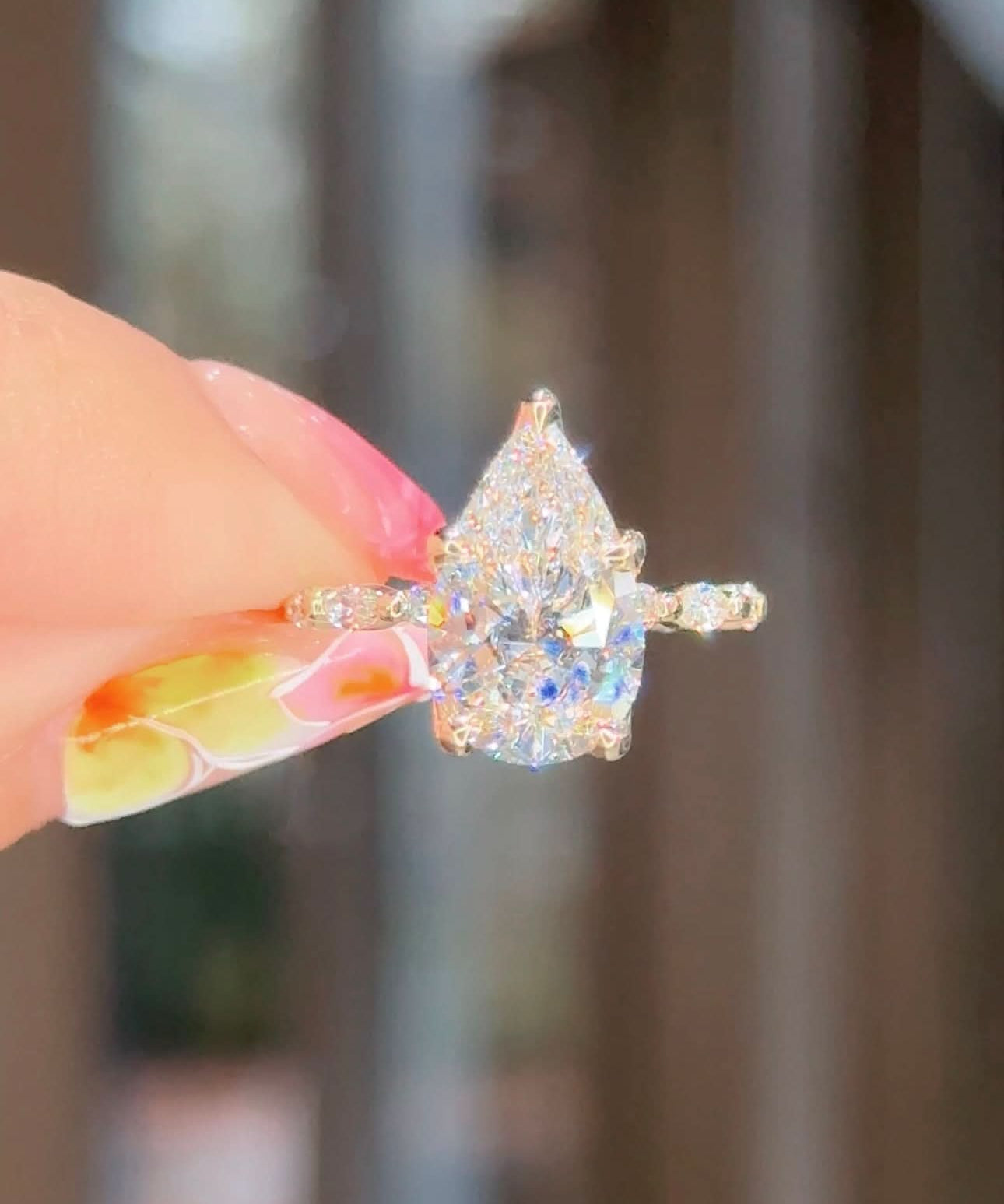 3.20ct E - VS1 Pear Lab Diamond Ren - PBD Engagement Rings