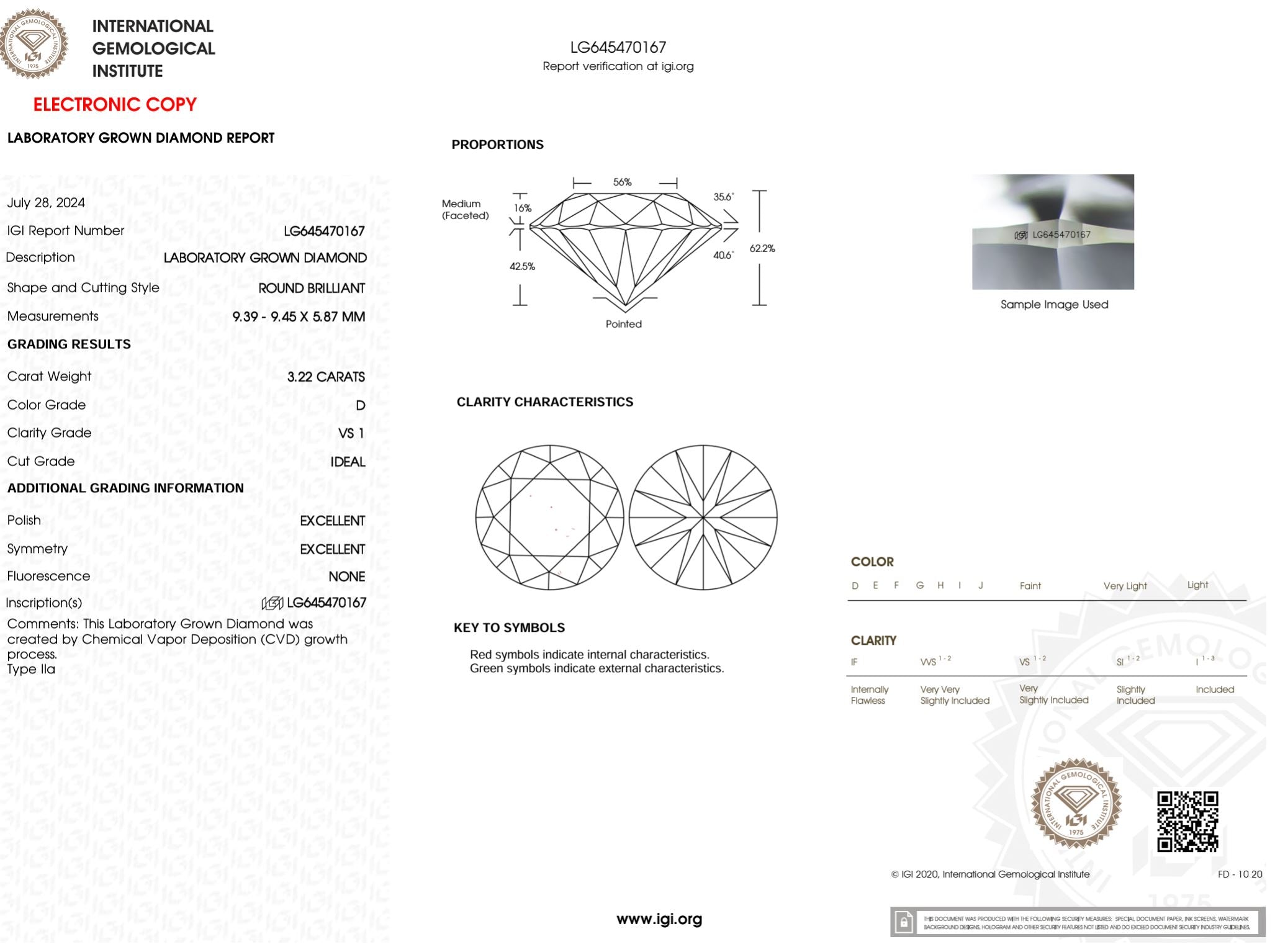 3.22 Carat D-VS1 Round Lab Grown Diamond - IGI (#49310) Loose Diamond Princess Bride Diamonds 