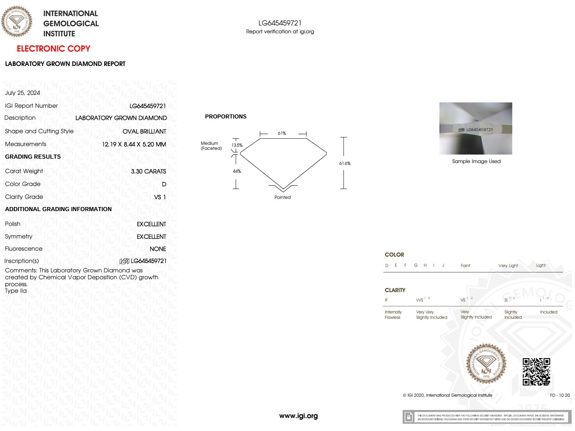 3.30 Carat D-VS1 Oval Lab Grown Diamond - IGI (#50593) Loose Diamond Princess Bride Diamonds 