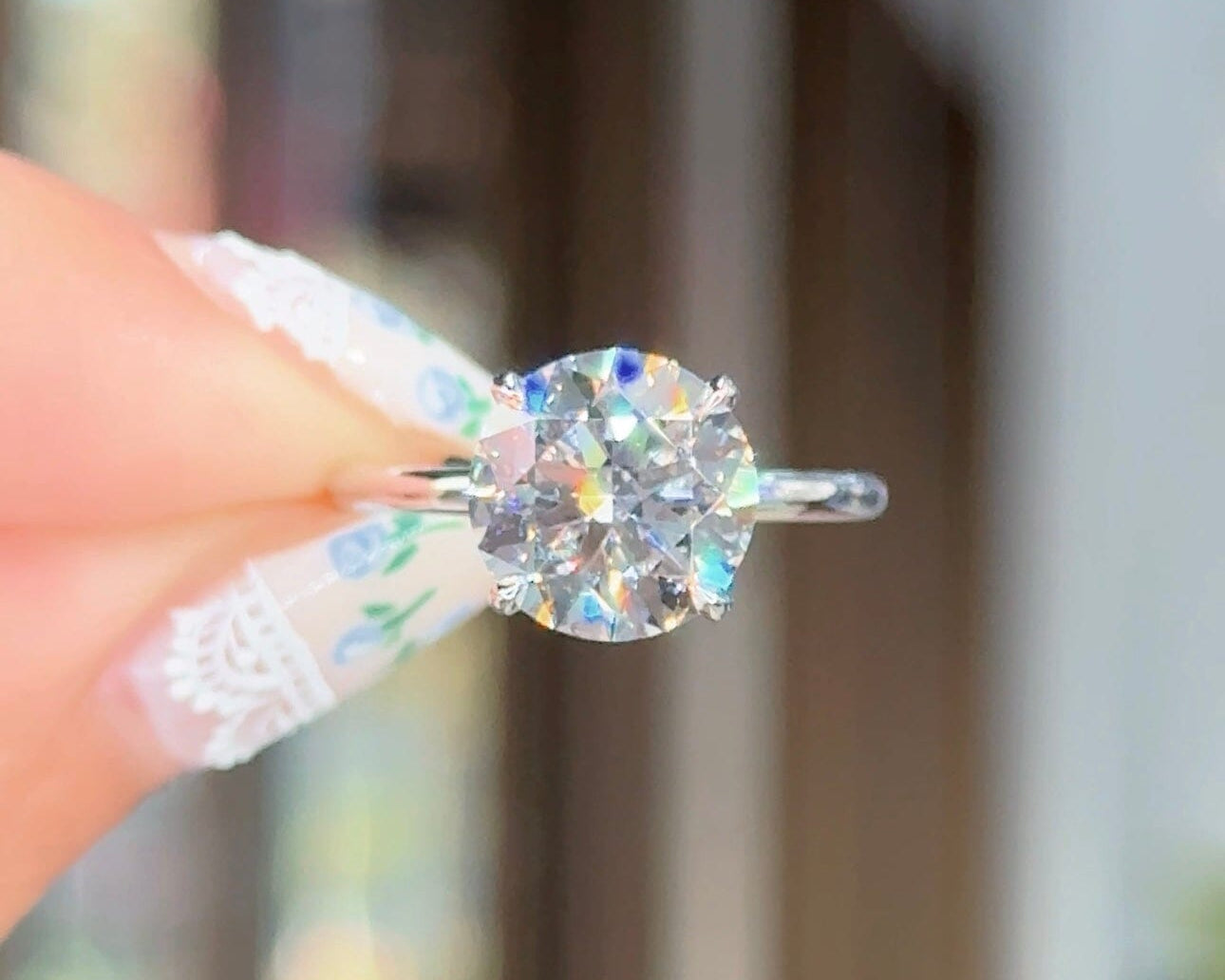 3.31ct F-VS1 Round Lab Diamond Stephanie Engagement Rings Princess Bride Diamonds 