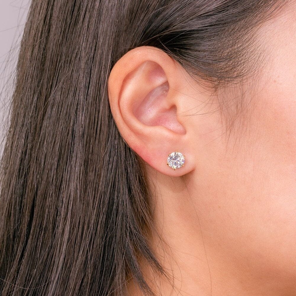 3.45ct F-VS2 Round Lab Diamond Caraline Studs 14k Yellow Gold Earrings Princess Bride Diamonds 