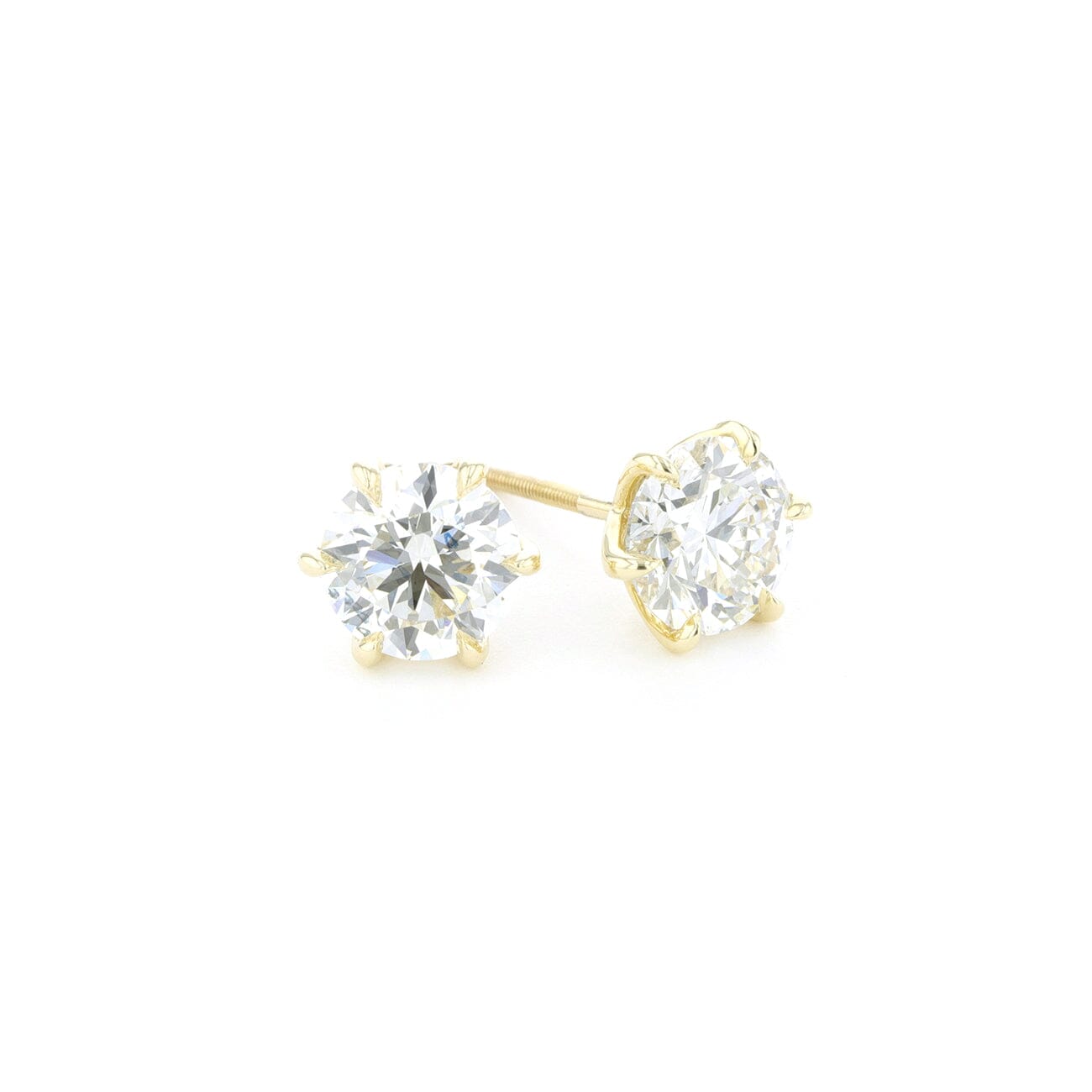 3.45ct F-VS2 Round Lab Diamond Caraline Studs 14k Yellow Gold Earrings Princess Bride Diamonds 