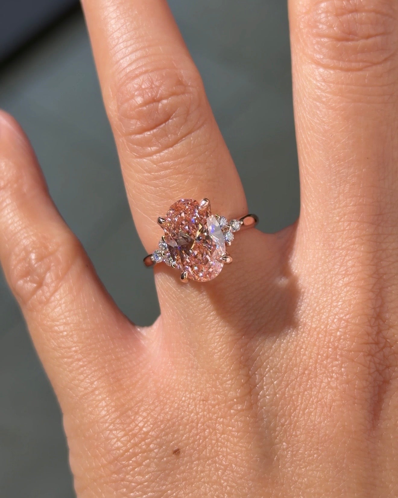 3.46ct Fancy Vivid Pink VS1 Oval Lab Diamond Lindsey - PBD Engagement Rings