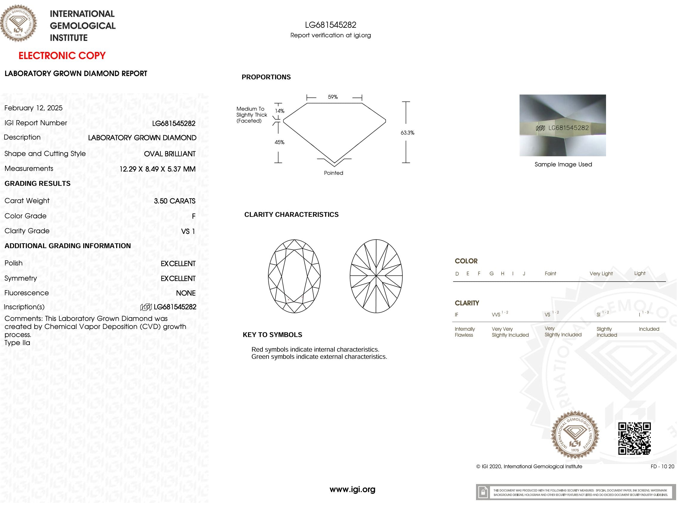 3.50 Carat F-VS1 Oval Lab Grown Diamond - IGI (#53066) Loose Diamond Princess Bride Diamonds 