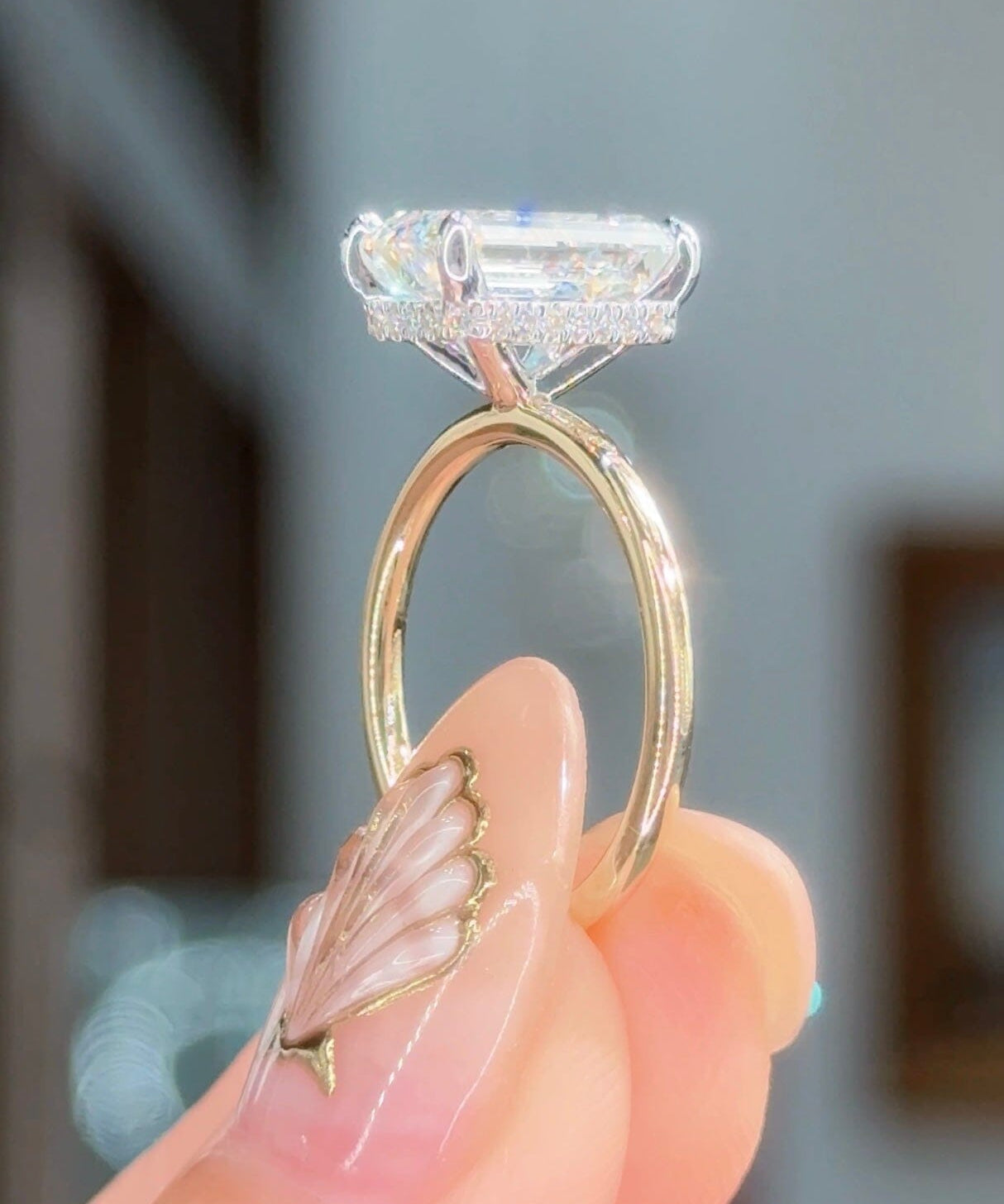 3.51ct D-VS1 Emerald Lab Diamond Stephanie Engagement Rings Princess Bride Diamonds 