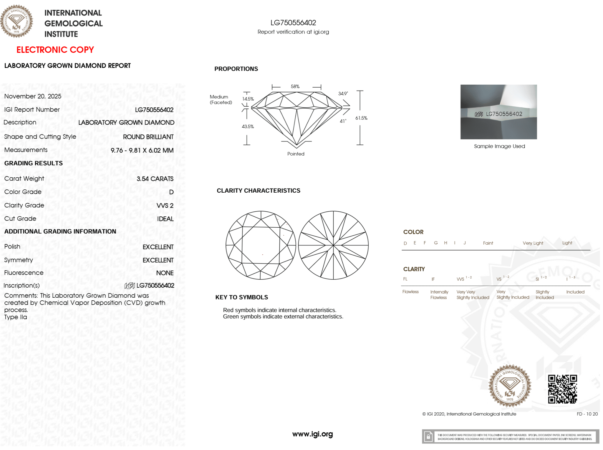 3.54 Carat D - VVS2 Round Lab Grown Diamond - IGI (124463) - PBD Loose Diamond