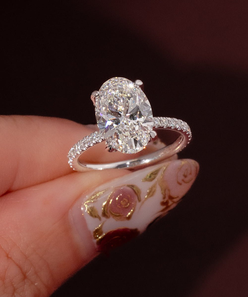 3.57ct F - VVS2 Oval Lab Diamond Samantha - PBD Engagement Rings
