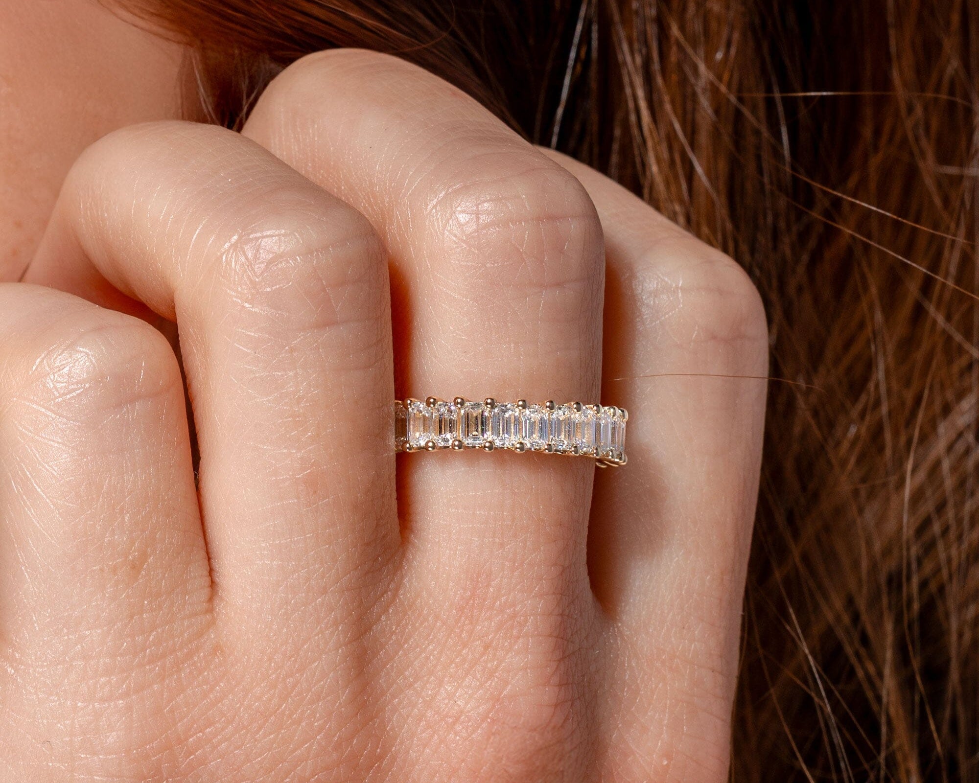 3.5mm Emerald Lab Diamond Band Rings Princess Bride Diamonds 
