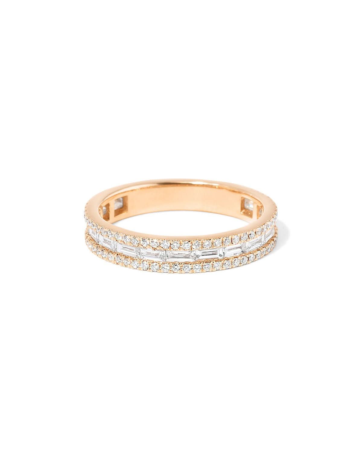 3.5mm Petite East West Baguette & Pavé Diamond Ring - PBD Rings