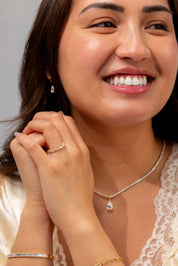 3.6mm Offset Pear Lab Diamond Ring - PBD Rings