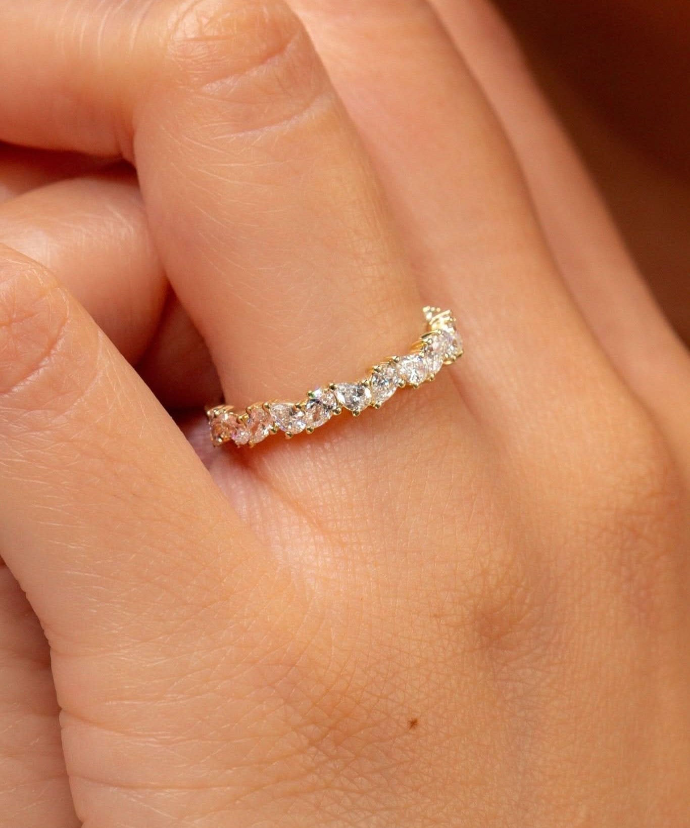 3.6mm Offset Pear Lab Diamond Ring - PBD Rings