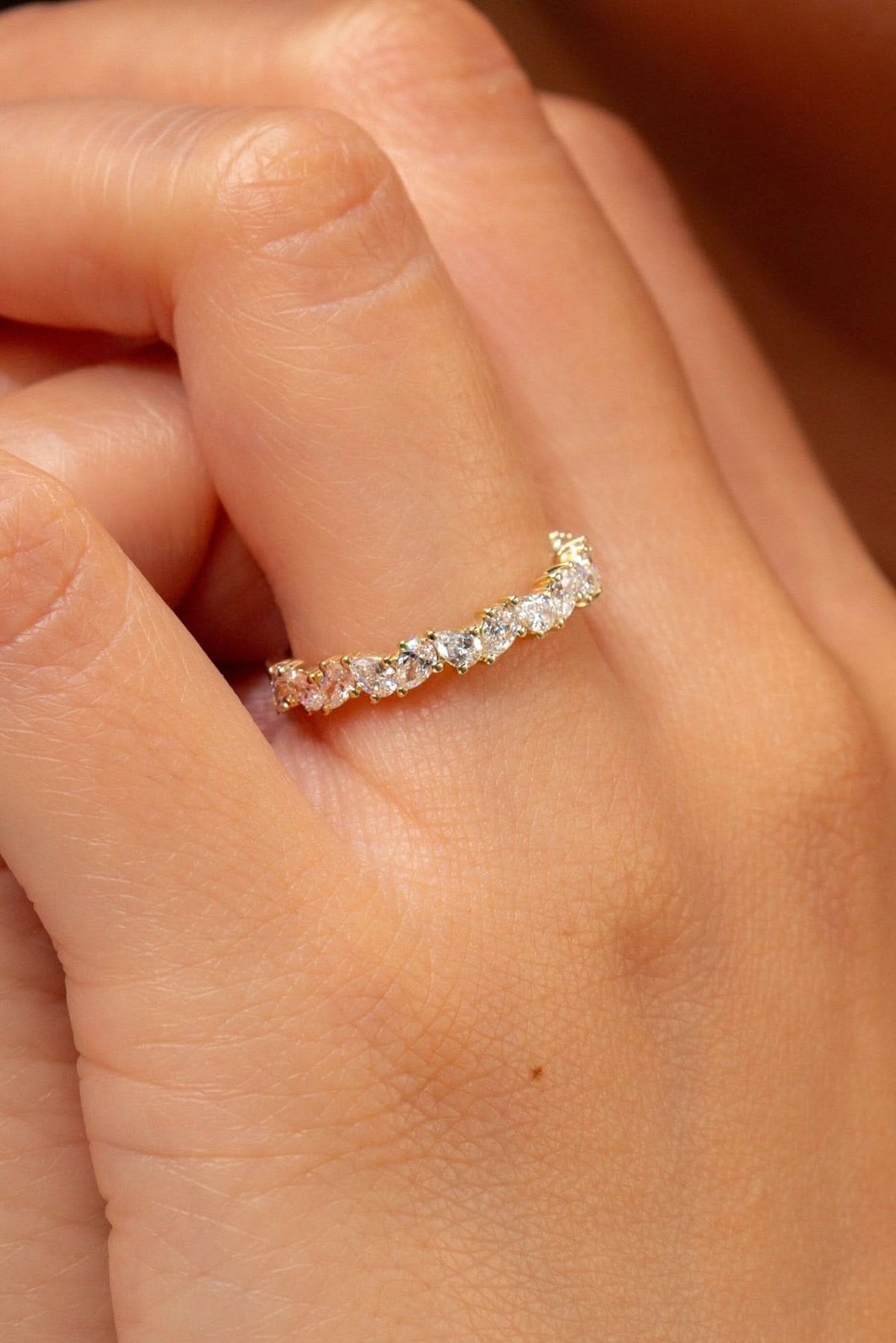 3.6mm Offset Pear Lab Diamond Ring - PBD Rings