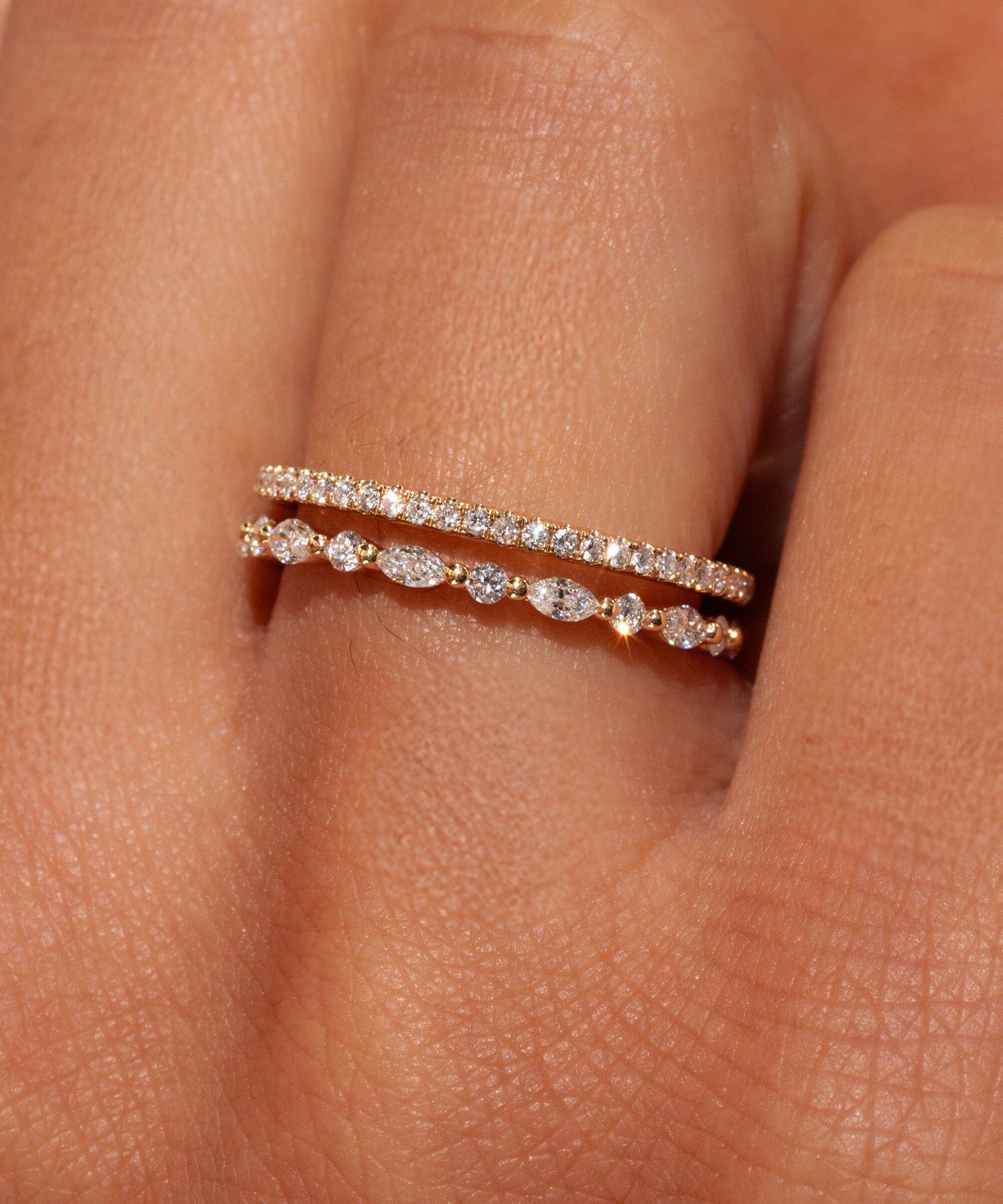 3.6mm Tori Double Band Rings Princess Bride Diamonds 