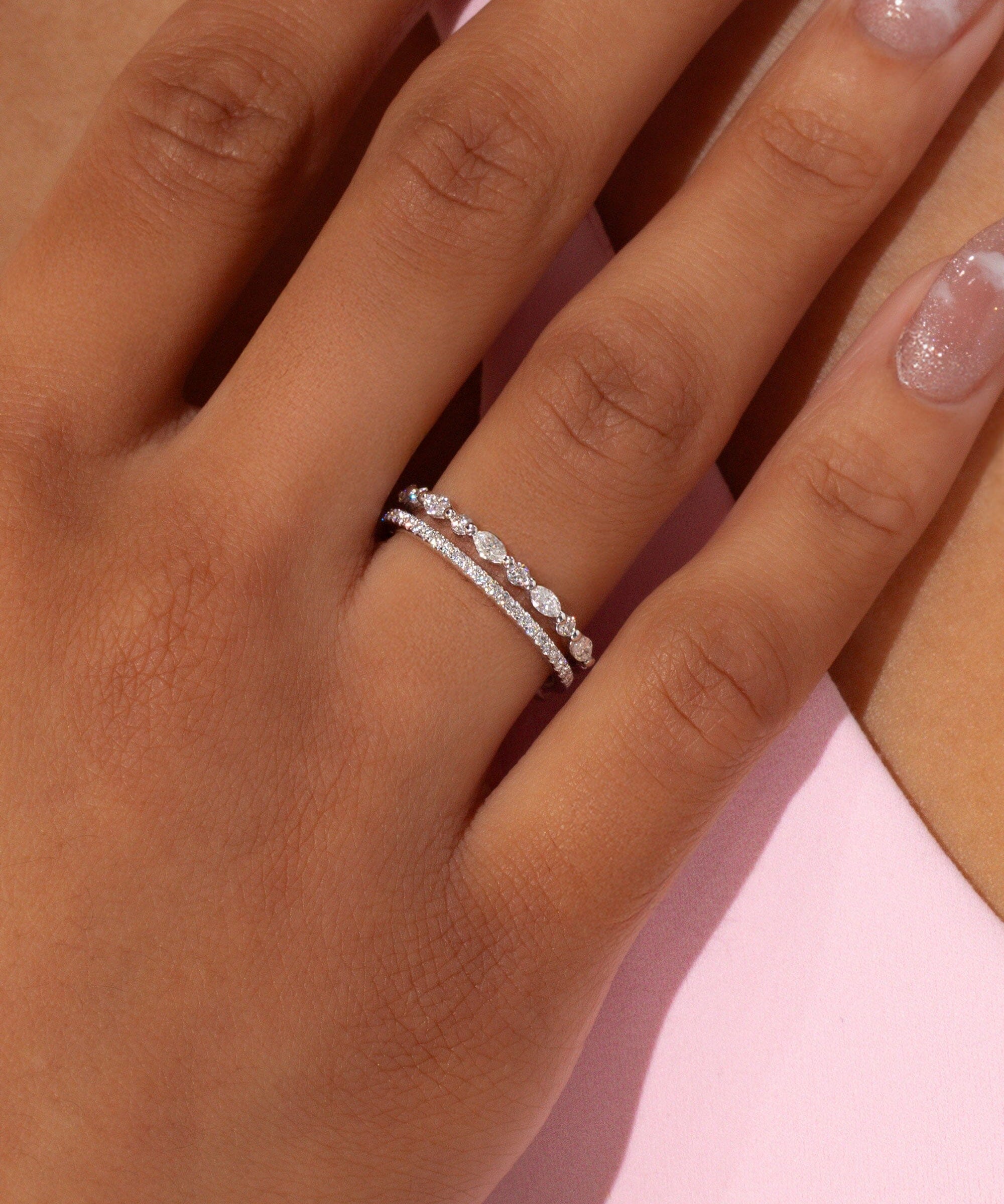 3.6mm Tori Double Band Rings Princess Bride Diamonds 