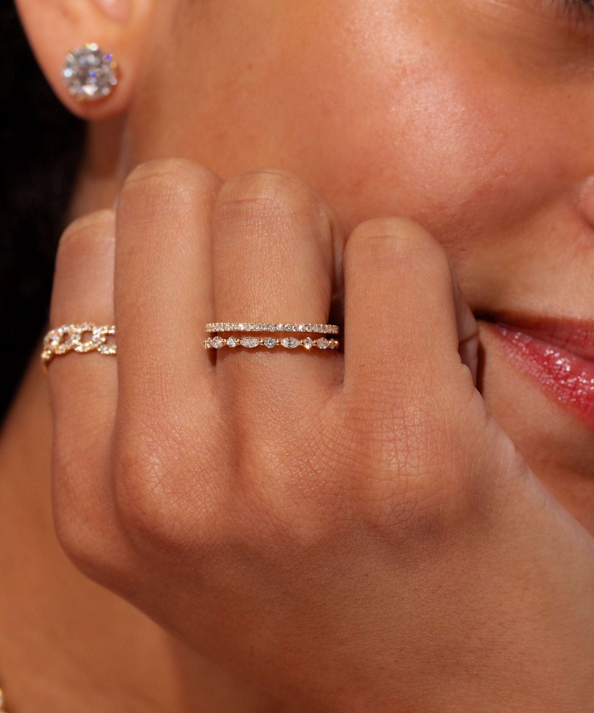 3.6mm Tori Double Band Rings Princess Bride Diamonds 