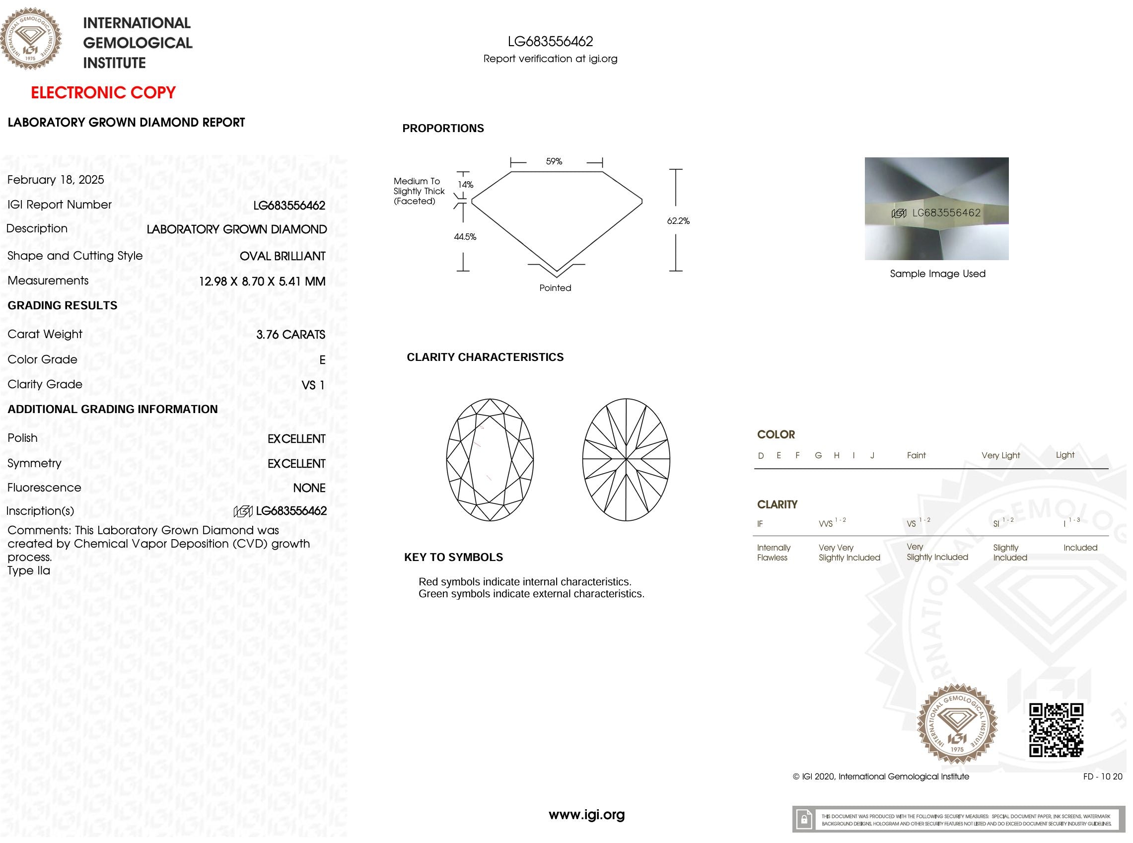 3.76 Carat E-VS1 Oval Lab Grown Diamond - IGI (#53463) Loose Diamond Princess Bride Diamonds 