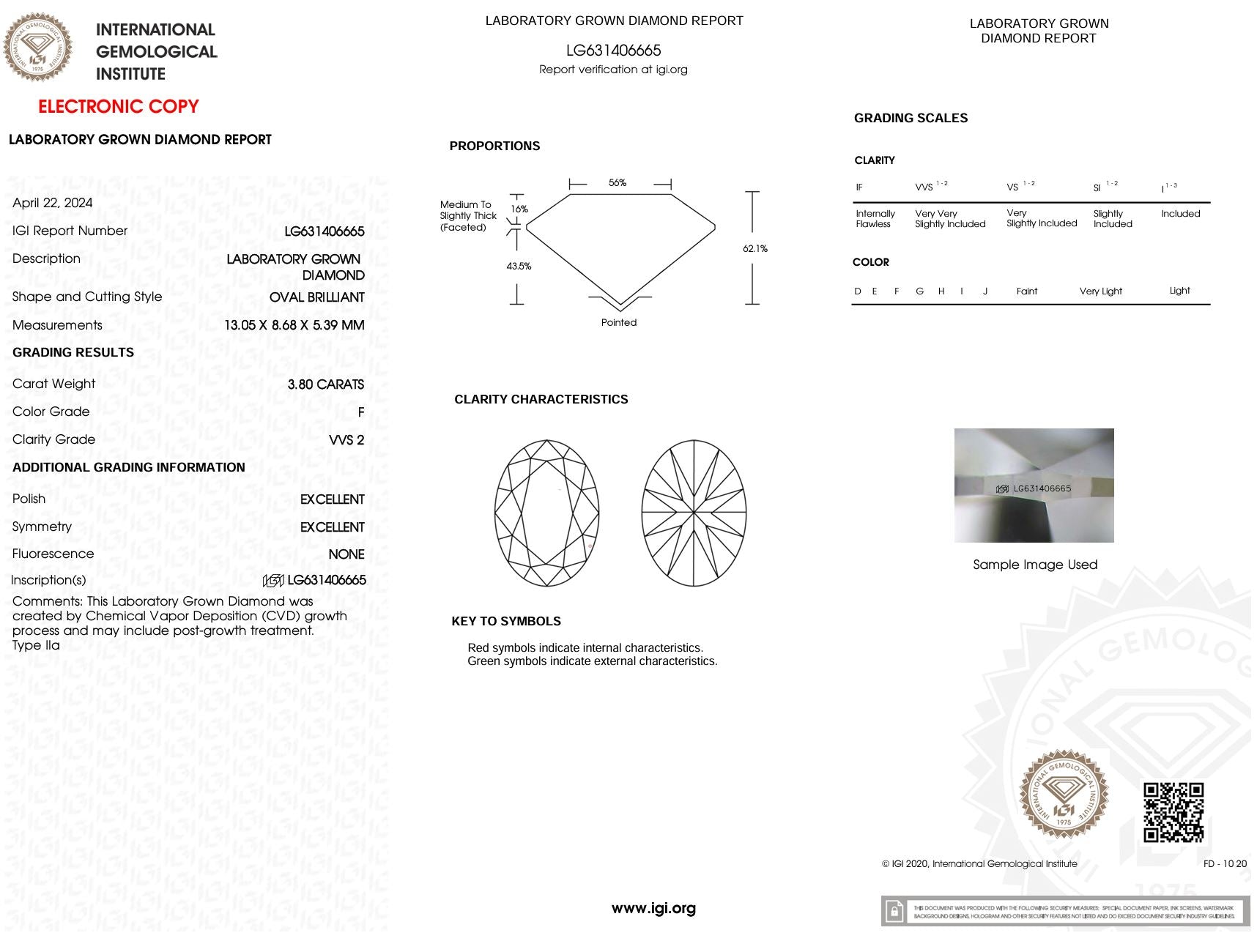 3.80 Carat F-VVS2 Oval Lab Grown Diamond - IGI (#5486) Loose Diamond Princess Bride Diamonds 