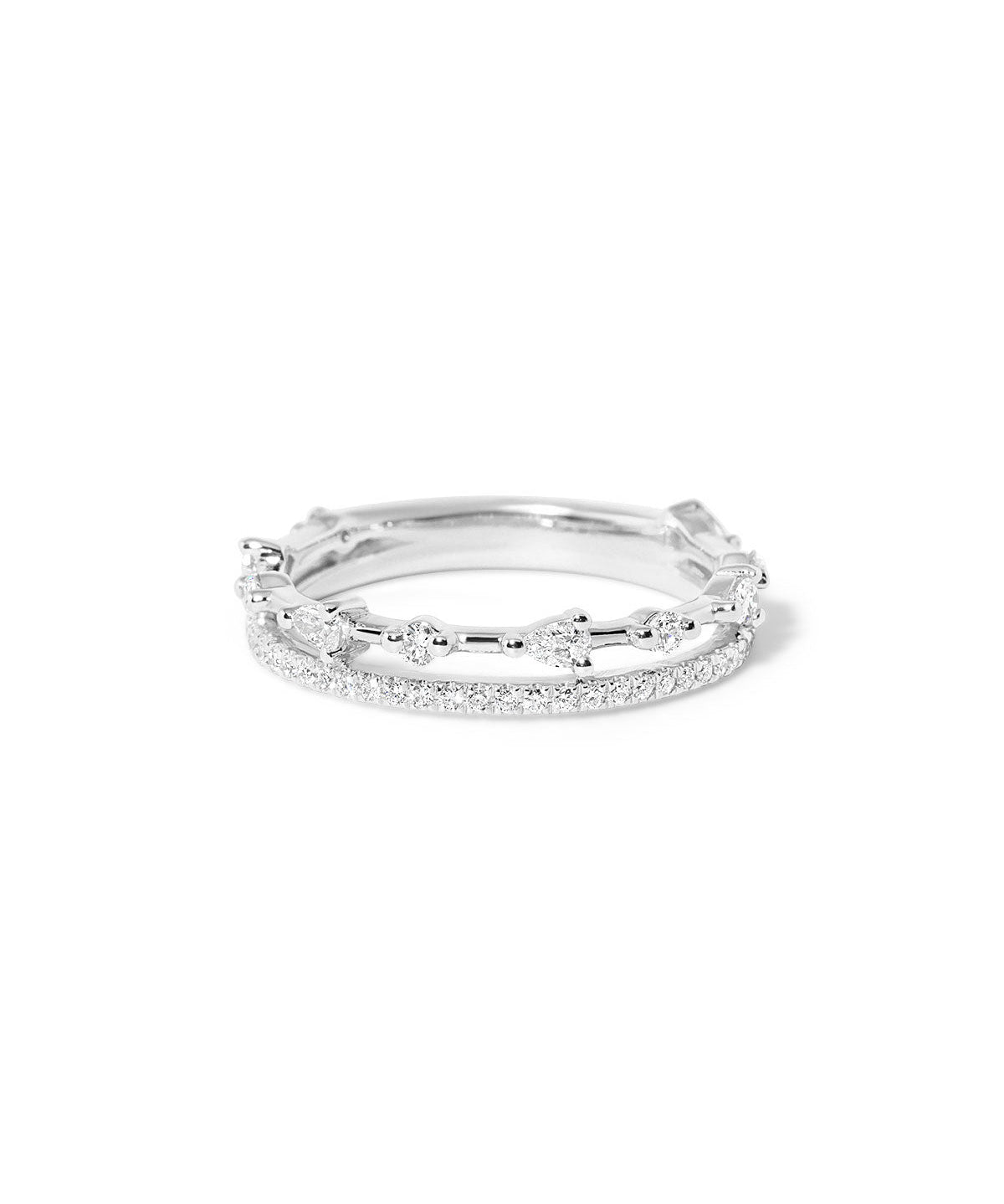 3.8mm Pear Daisy Double Band - PBD Rings