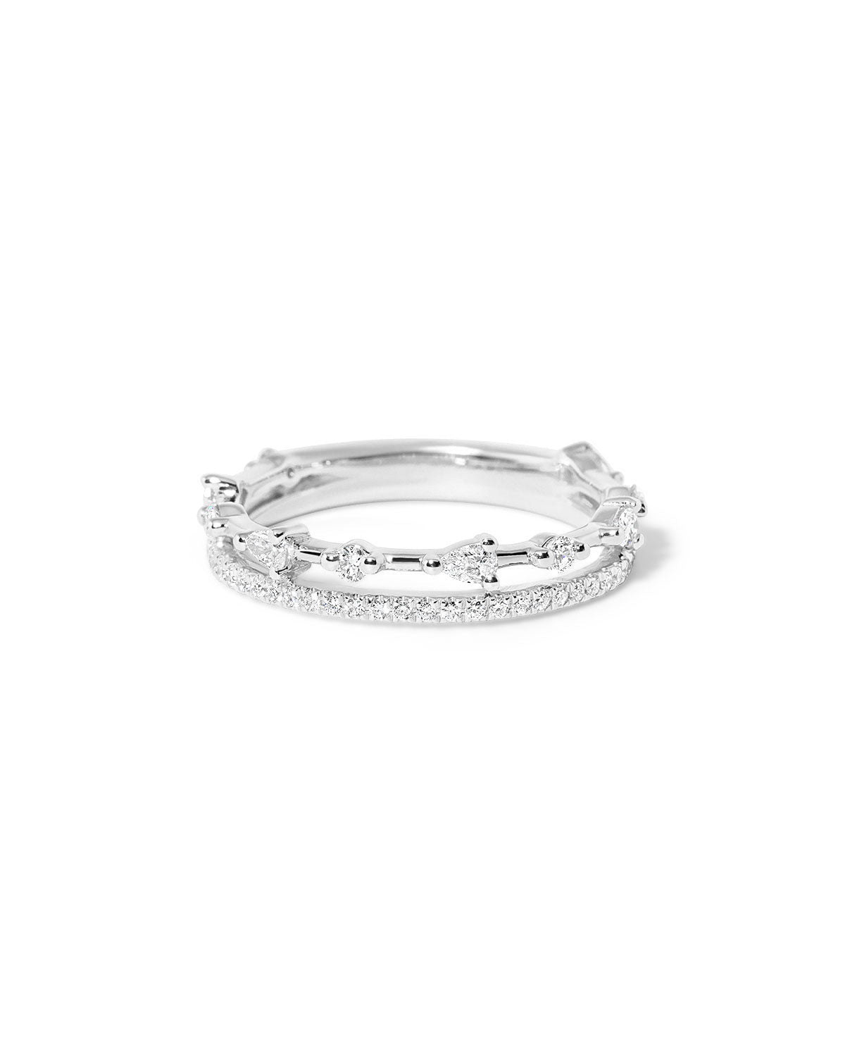 3.8mm Pear Daisy Double Band - PBD Rings