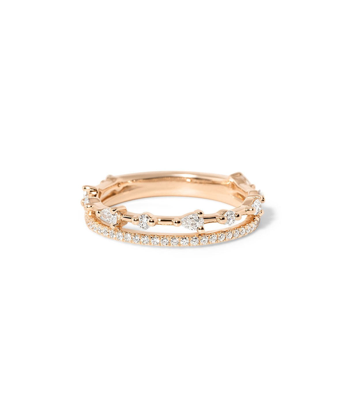 3.8mm Pear Daisy Double Band - PBD Rings