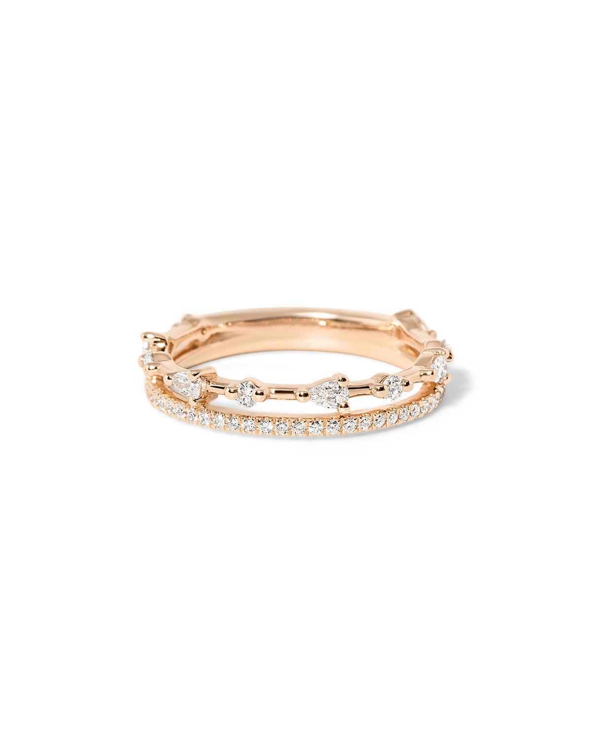 3.8mm Pear Daisy Double Band - PBD Rings