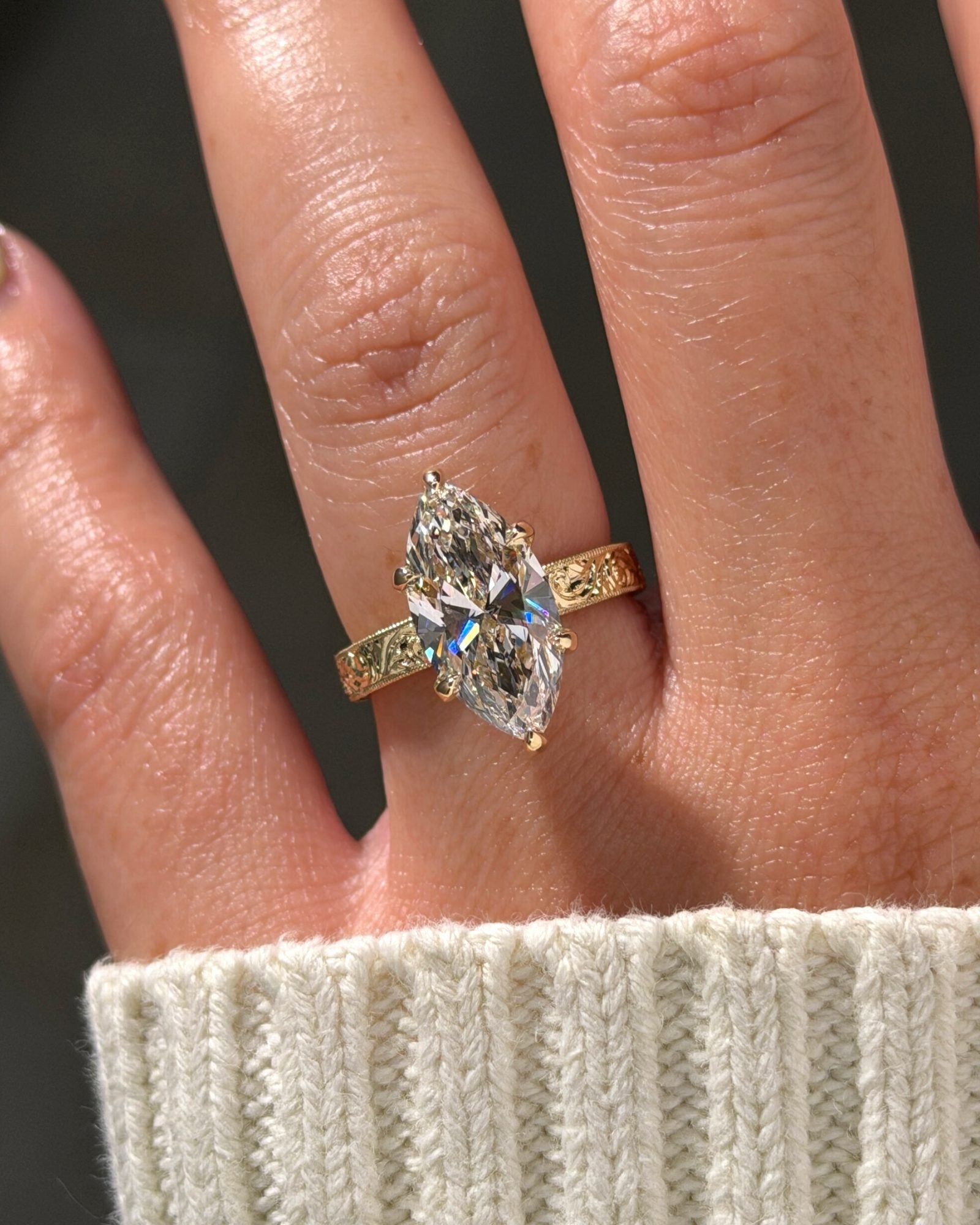 3.91ct D-VVS1 Marquise Lab Diamond Kai - PBD Engagement Rings