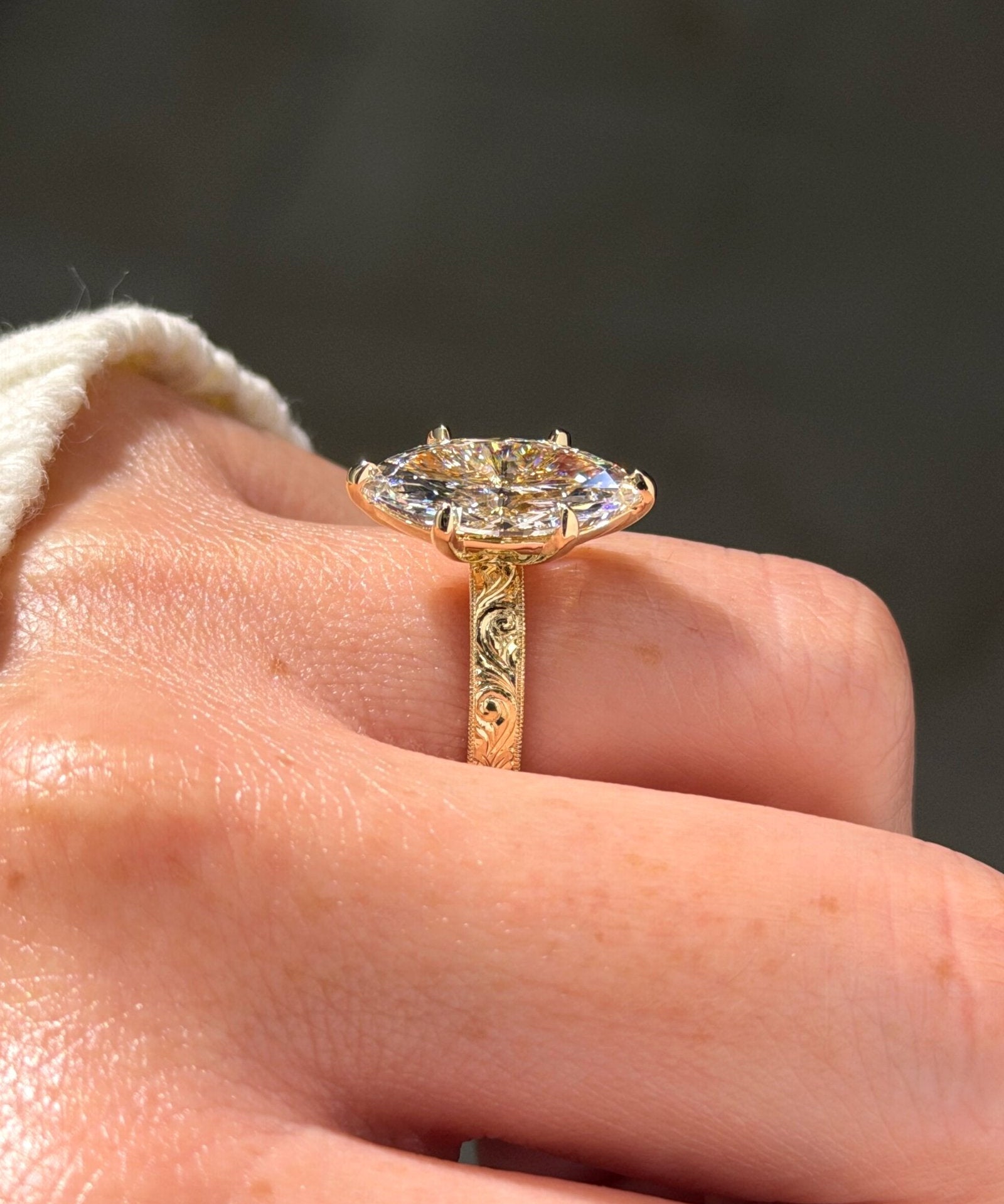 3.91ct D-VVS1 Marquise Lab Diamond Kai - PBD Engagement Rings