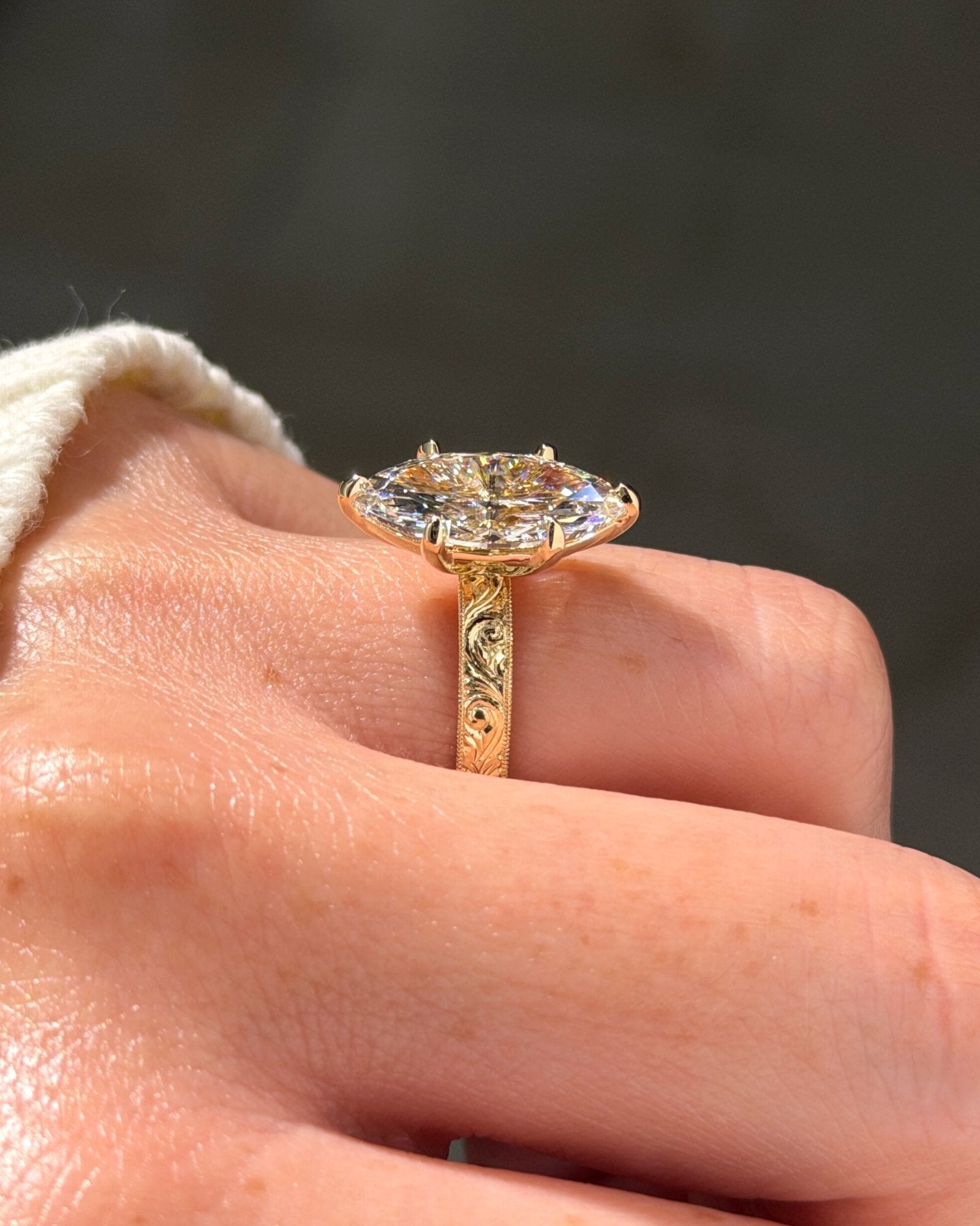 3.91ct D-VVS1 Marquise Lab Diamond Kai - PBD Engagement Rings