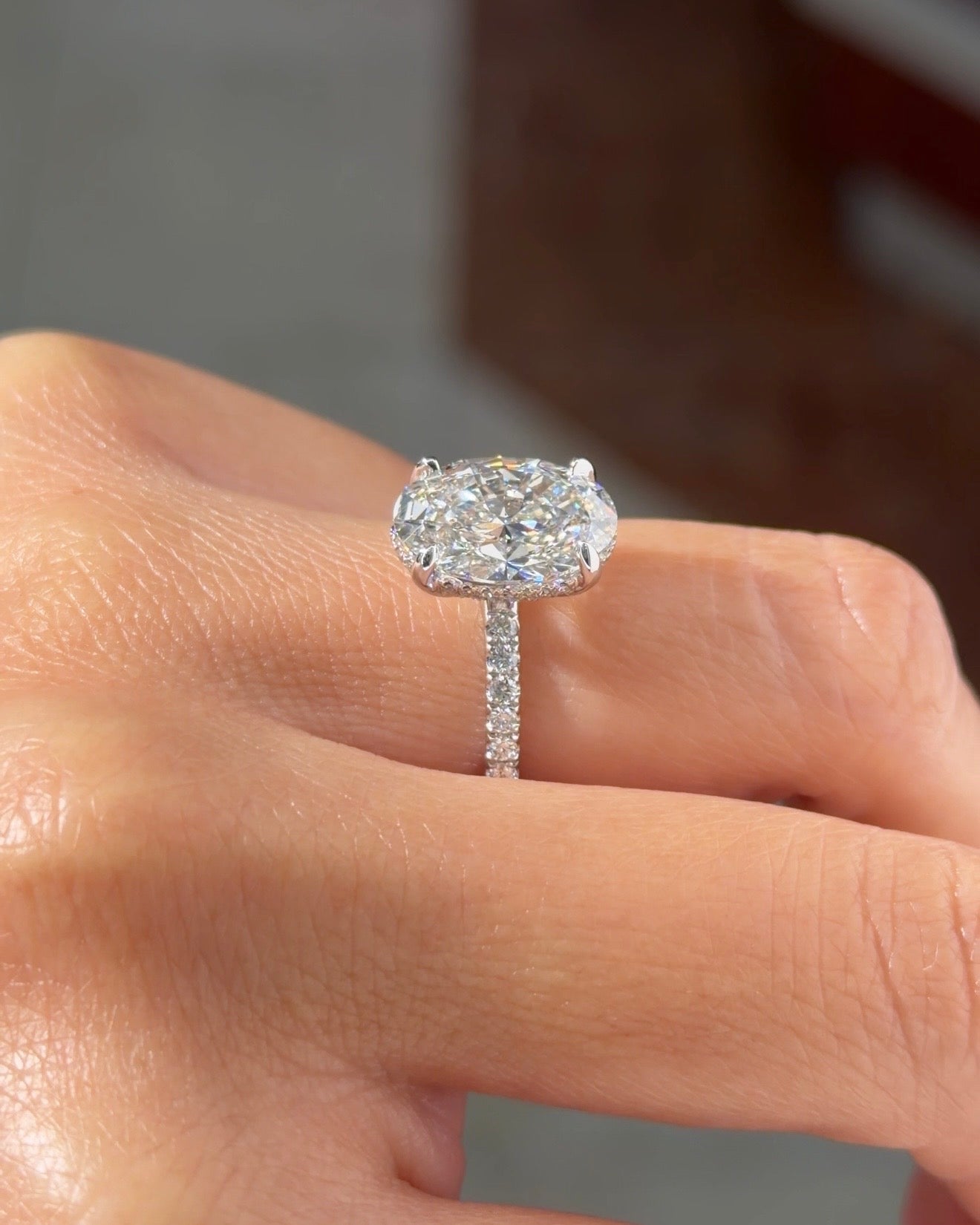 3.93ct E - VS1 Oval Lab Diamond Kayla - PBD Engagement Rings
