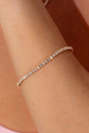 3.93ct F+ VS+ Lab Diamond Tennis Bracelet 14k Yellow Gold Bracelets Princess Bride Diamonds 