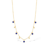 Round Bezel Lapis Lazuli and Diamonds Necklace