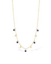 Round Bezel Lapis Lazuli and Diamonds Necklace