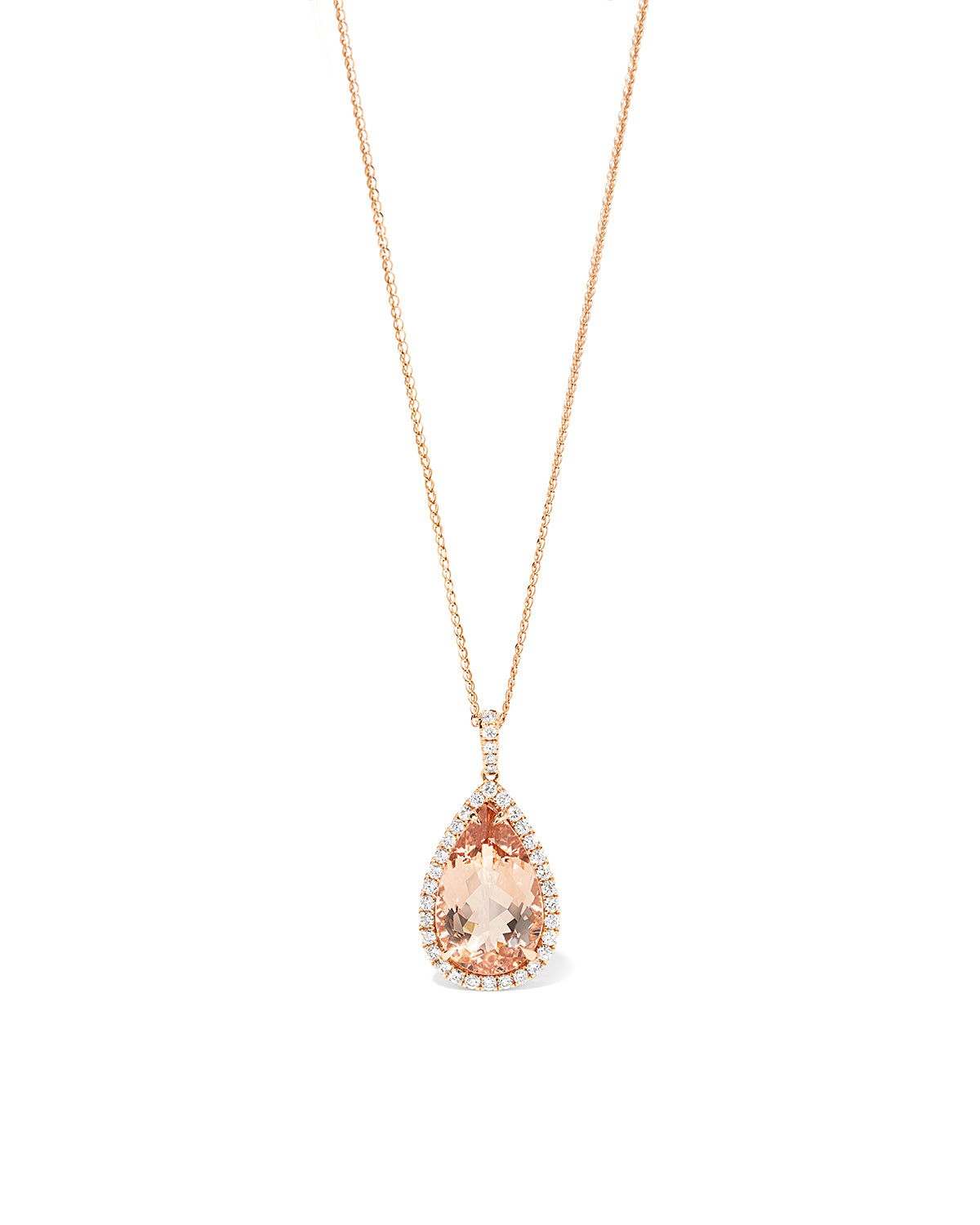 10.21ct Pear Morganite Halo Necklace