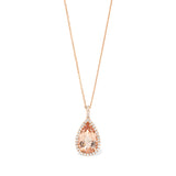 10.21ct Pear Morganite Halo Necklace