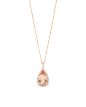 10.21ct Pear Morganite Halo Necklace
