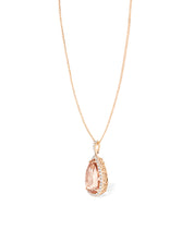 10.21ct Pear Morganite Halo Necklace
