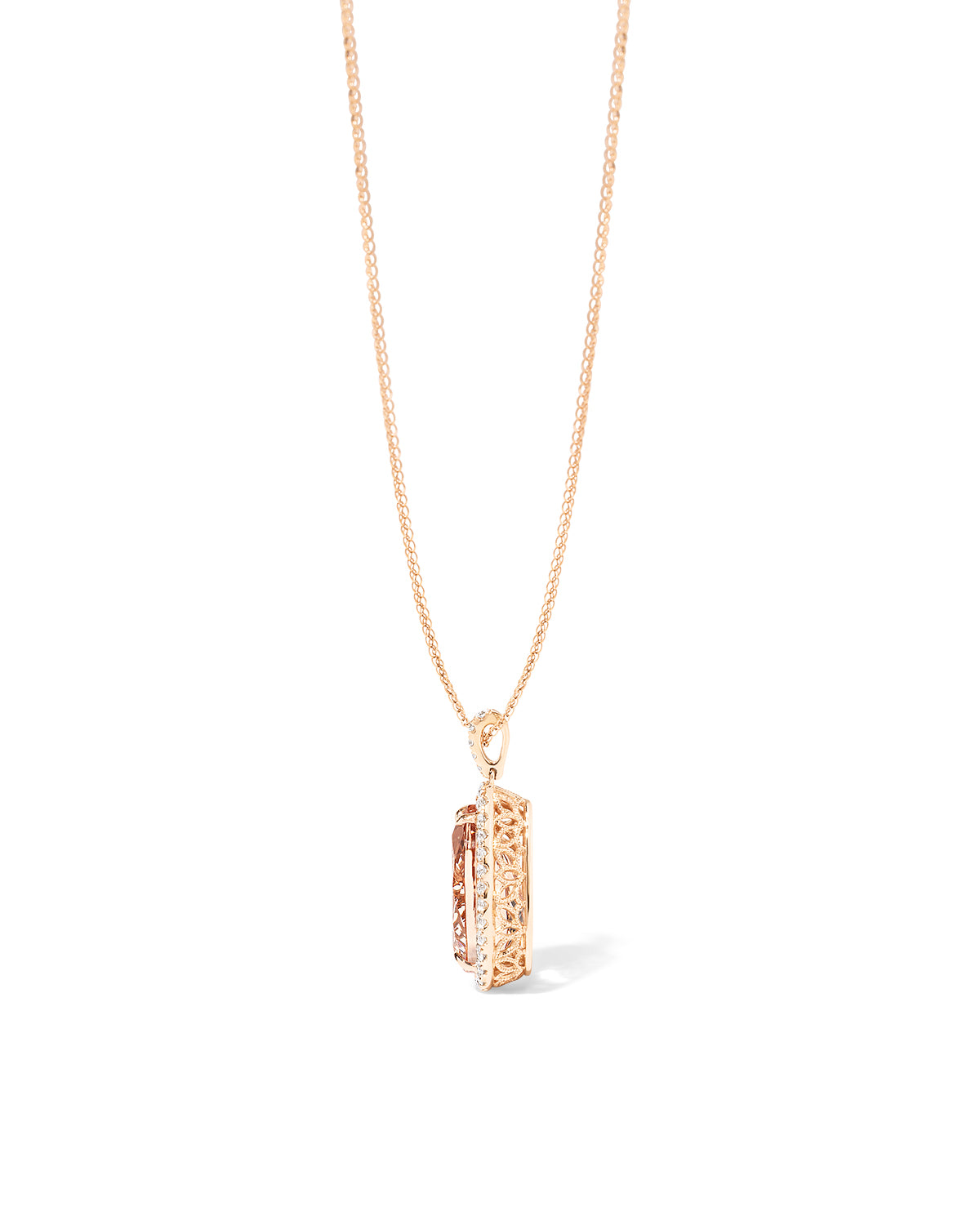 10.21ct Pear Morganite Halo Necklace