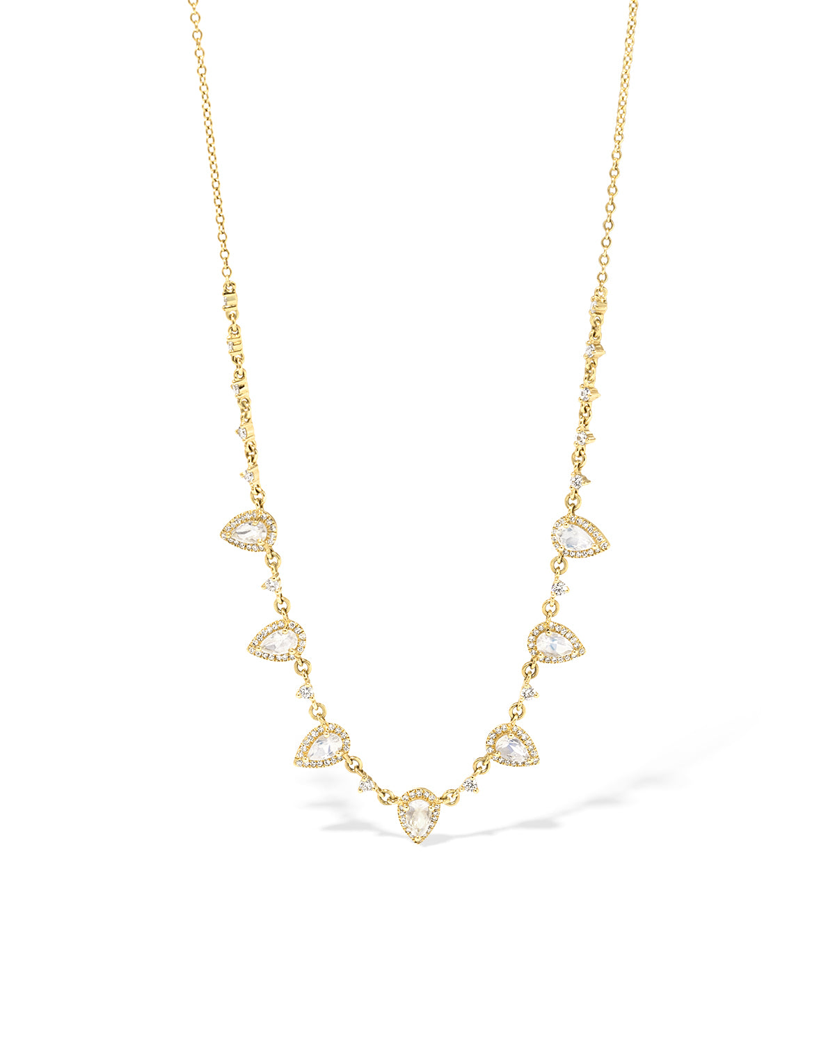 Pear Moonstone Diamond Drip Necklace