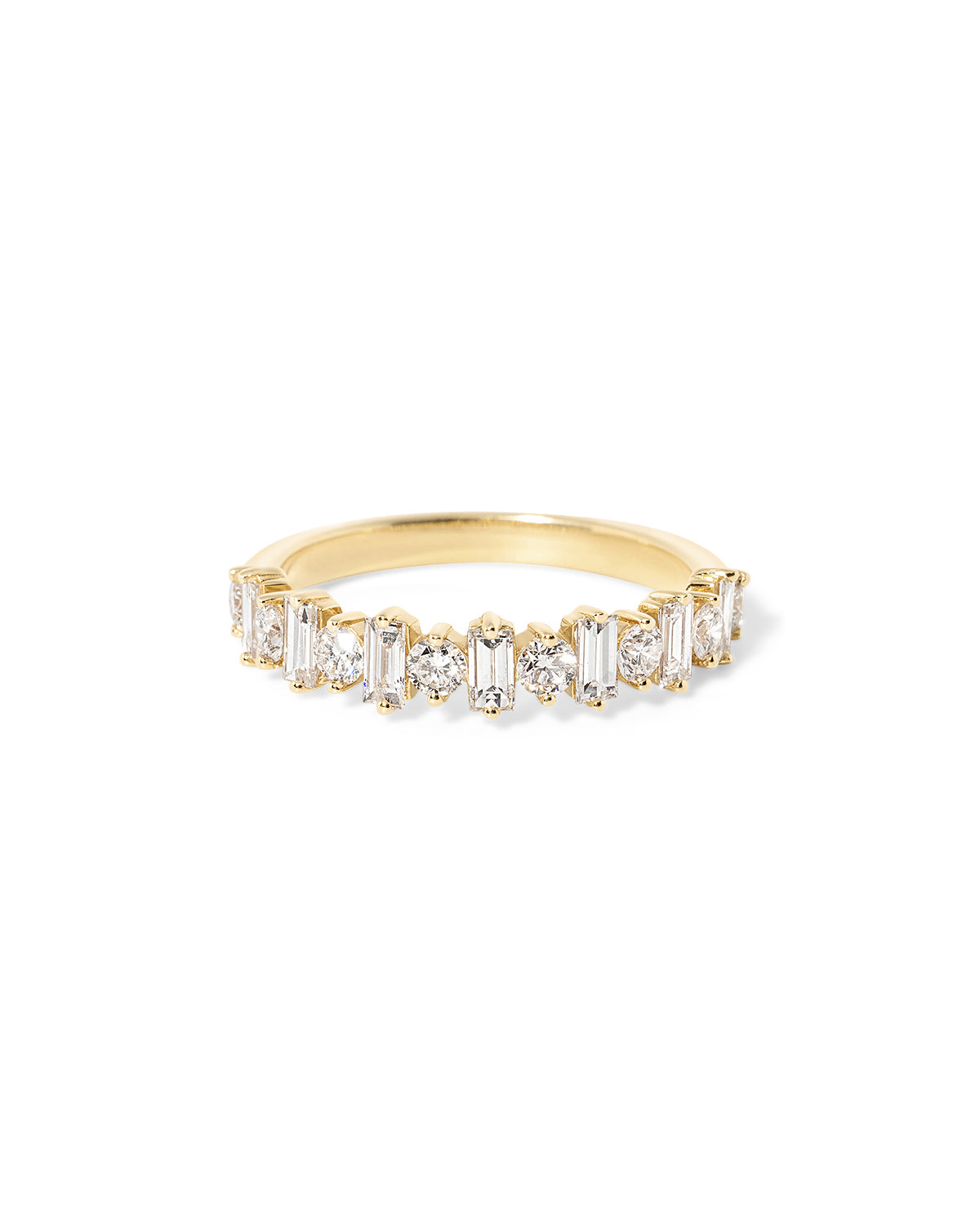 4.2mm Baguette & Round Floating Diamond Band