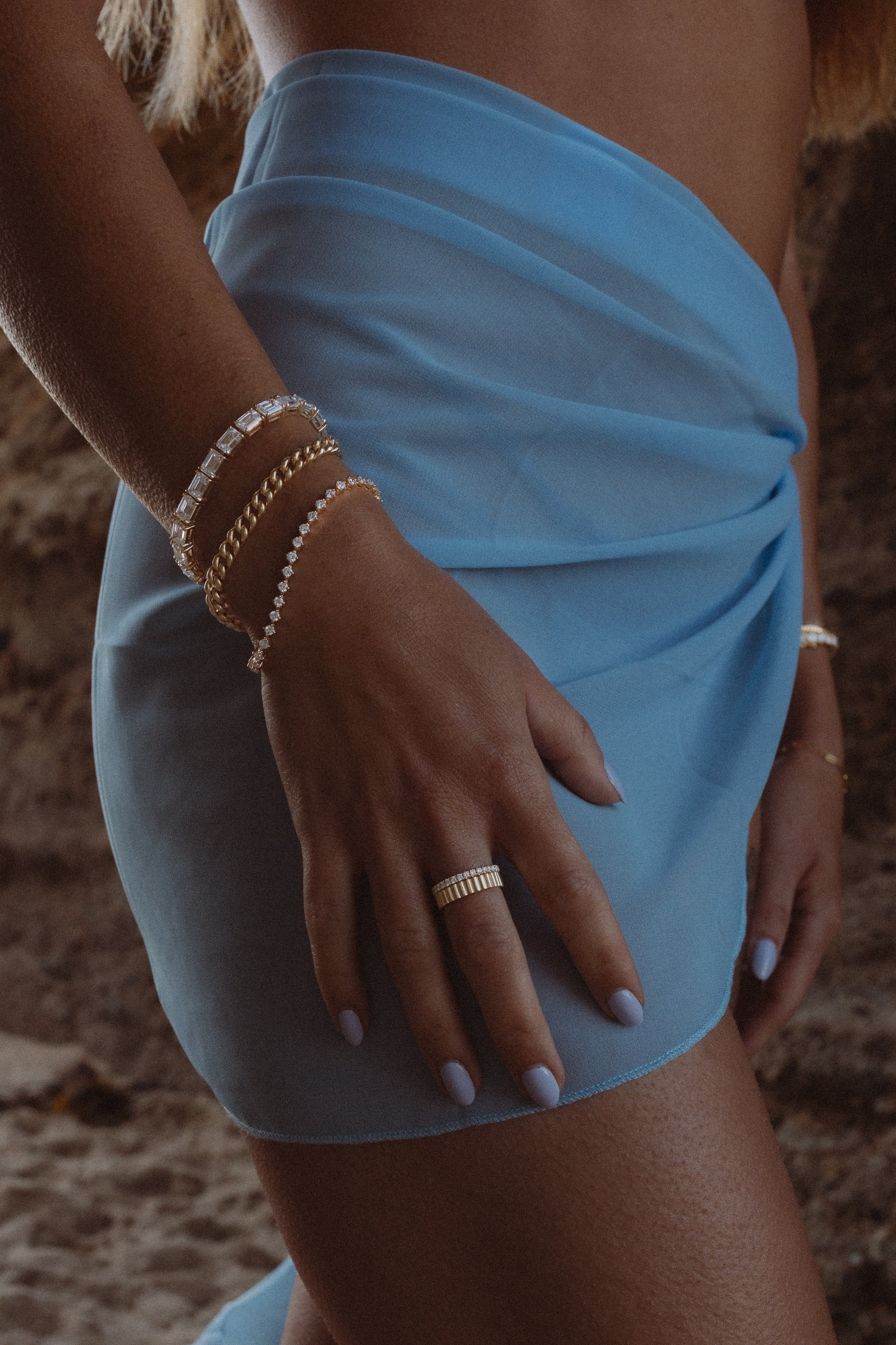 5.5mm 14k Yellow Gold Bubble Cuban Bracelet