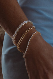 5.5mm 14k Yellow Gold Bubble Cuban Bracelet