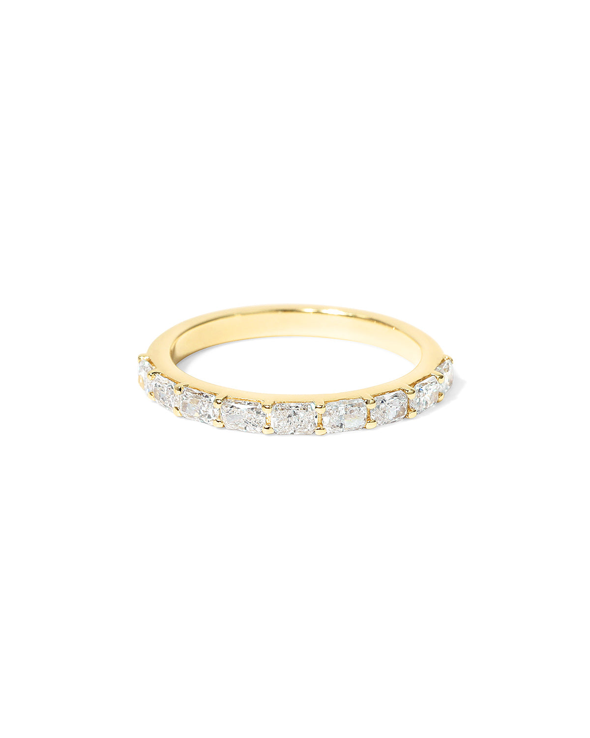 Double Prong East West Radiant Floating Diamond Ring