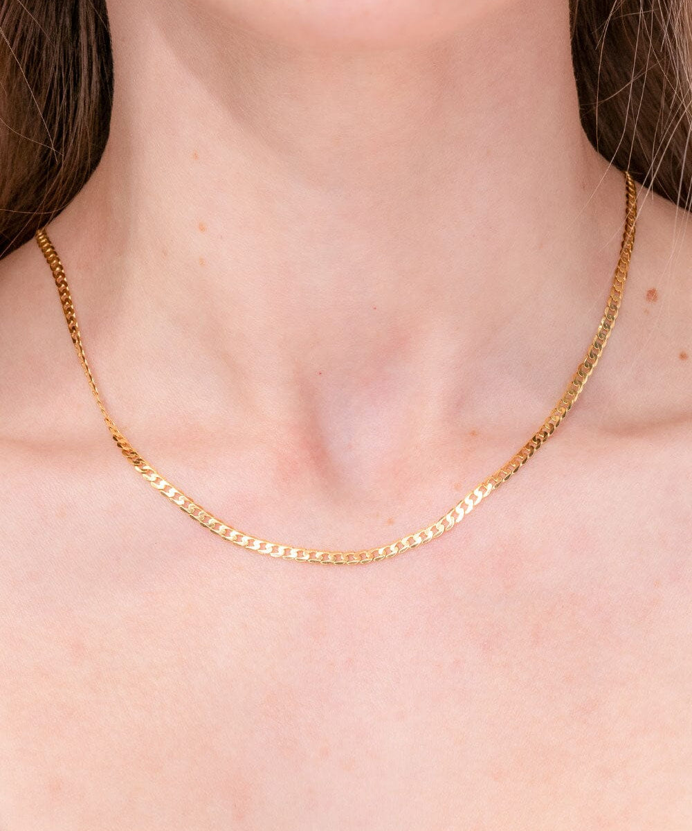 3mm 14k Yellow Gold Curb Chain Necklaces Princess Bride Diamonds 