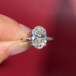 4.07ct D-VS1 Oval Lab Diamond Kayla Oval lab diamond solitaire in white gold with a wrap under halo and high polish plain band.&nbsp;
