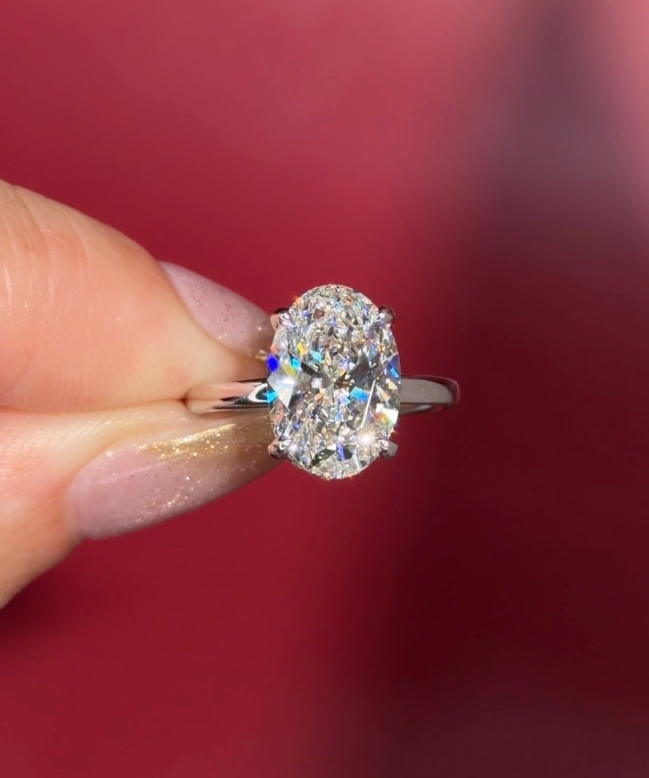 4.07ct D-VS1 Oval Lab Diamond Kayla Oval lab diamond solitaire in white gold with a wrap under halo and high polish plain band.&nbsp;