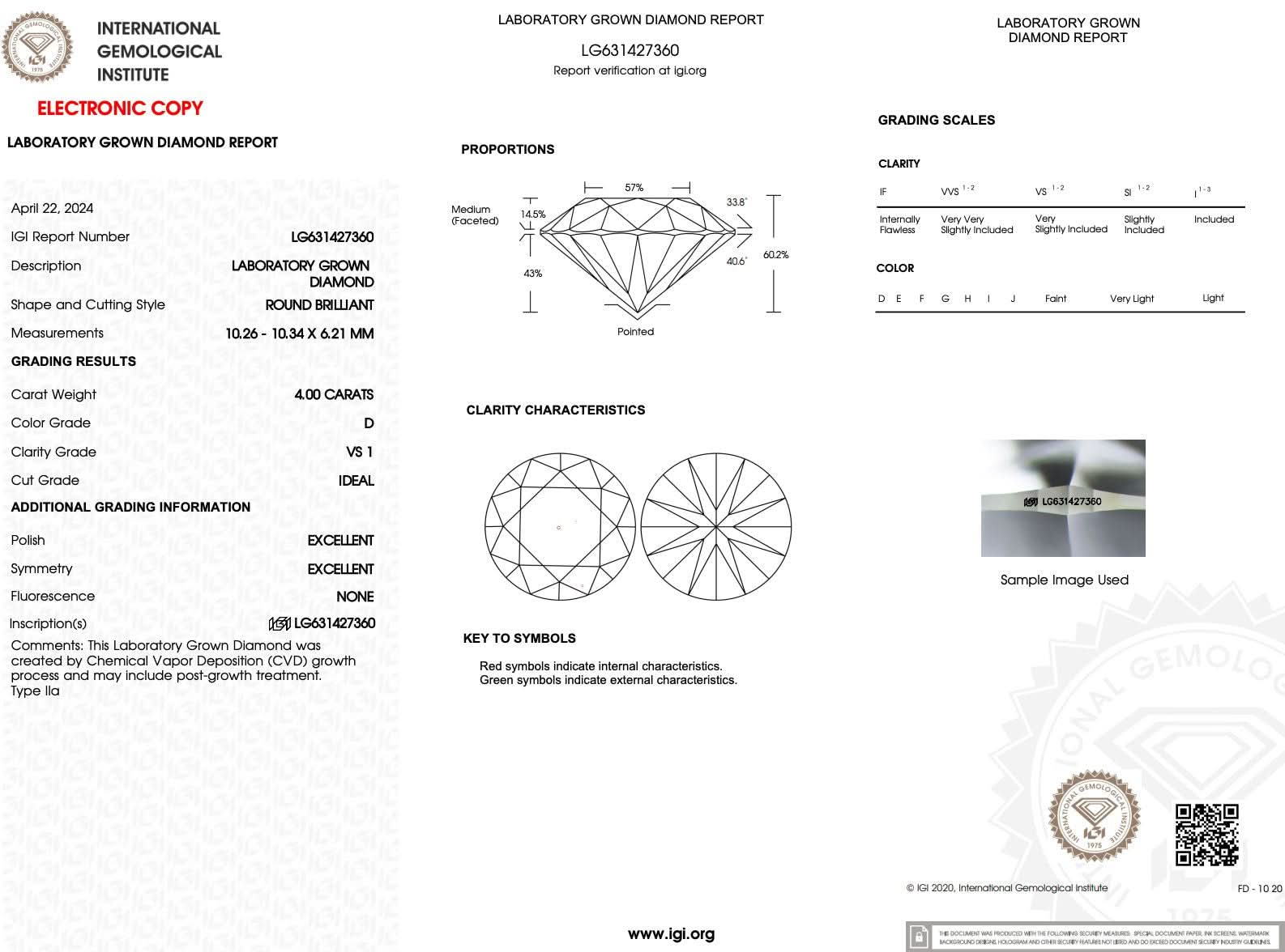 4.00ct D - VS1 Round Lab Diamond Samantha - PBD Engagement Rings