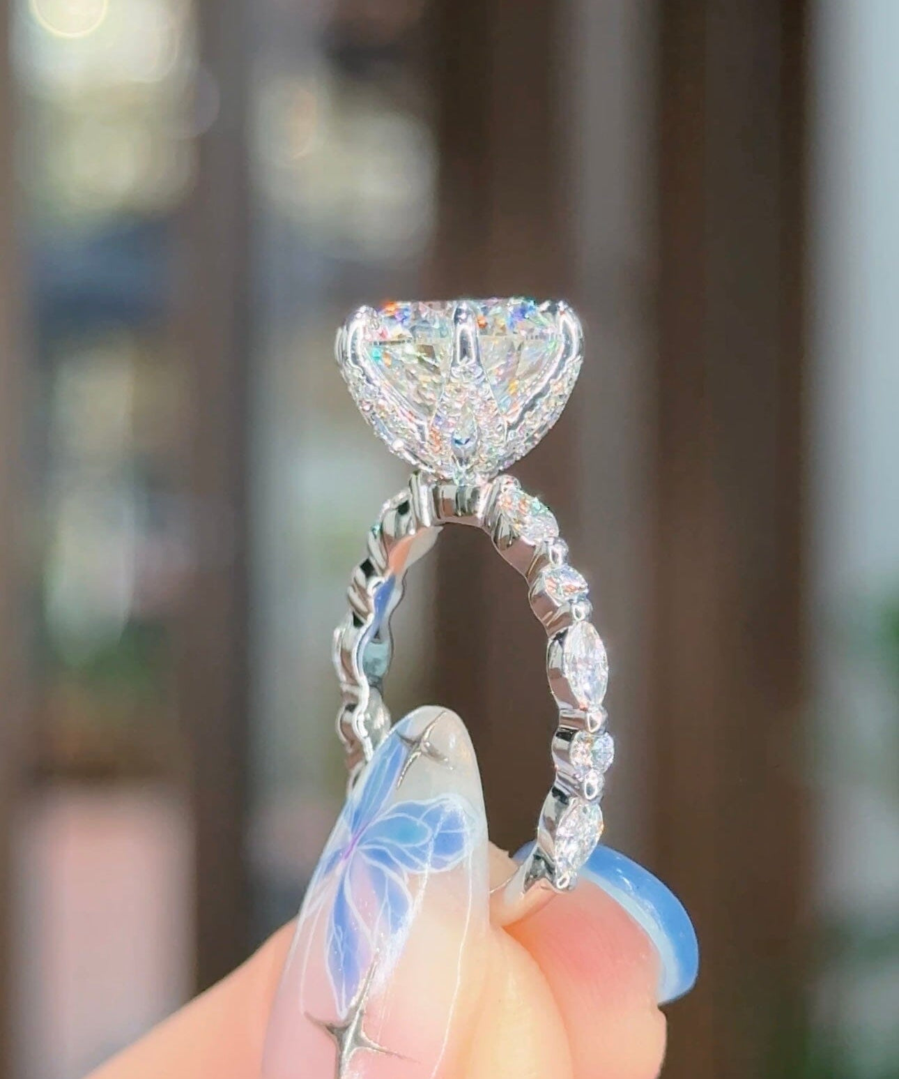 4.01ct D-VS1 Round Lab Diamond Ren Engagement Rings Princess Bride Diamonds 