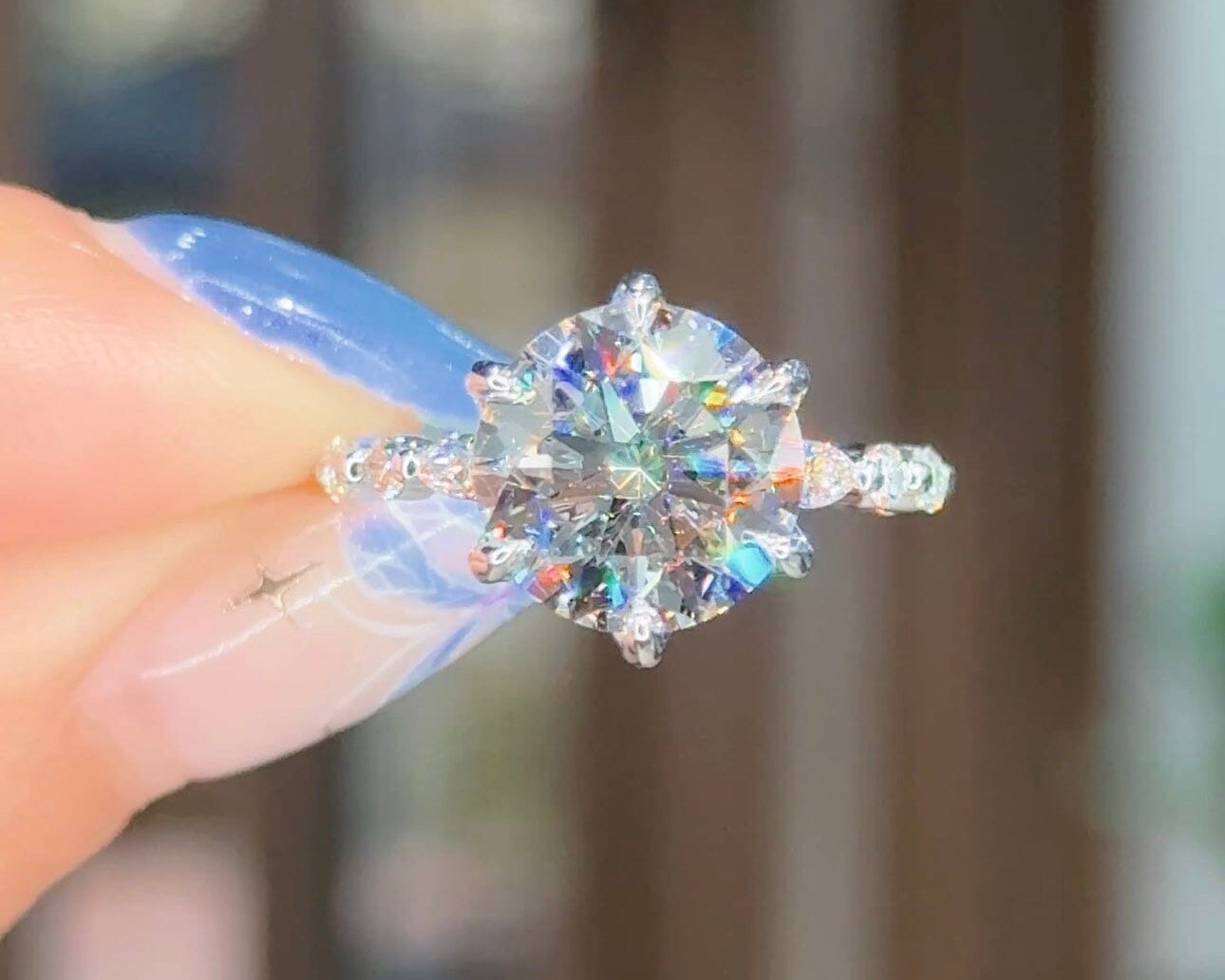 4.01ct D-VS1 Round Lab Diamond Ren Engagement Rings Princess Bride Diamonds 