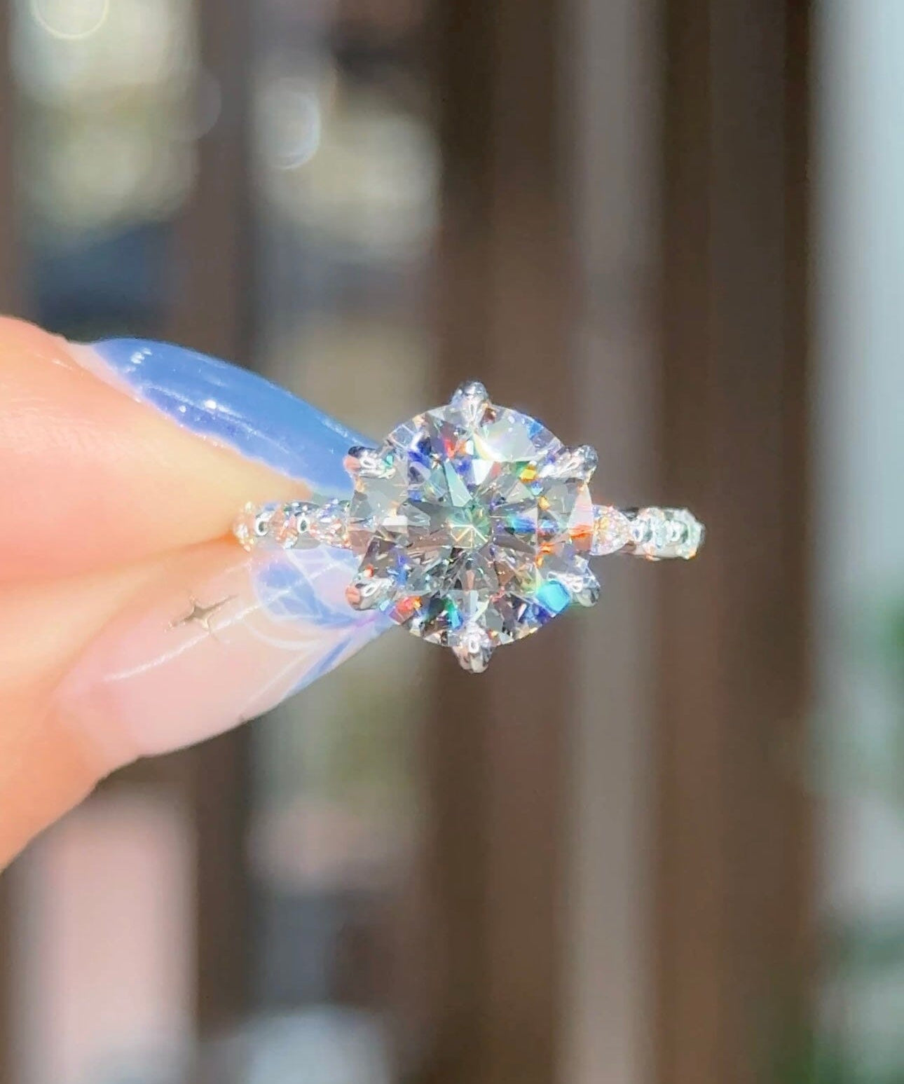 4.01ct D-VS1 Round Lab Diamond Ren Engagement Rings Princess Bride Diamonds 