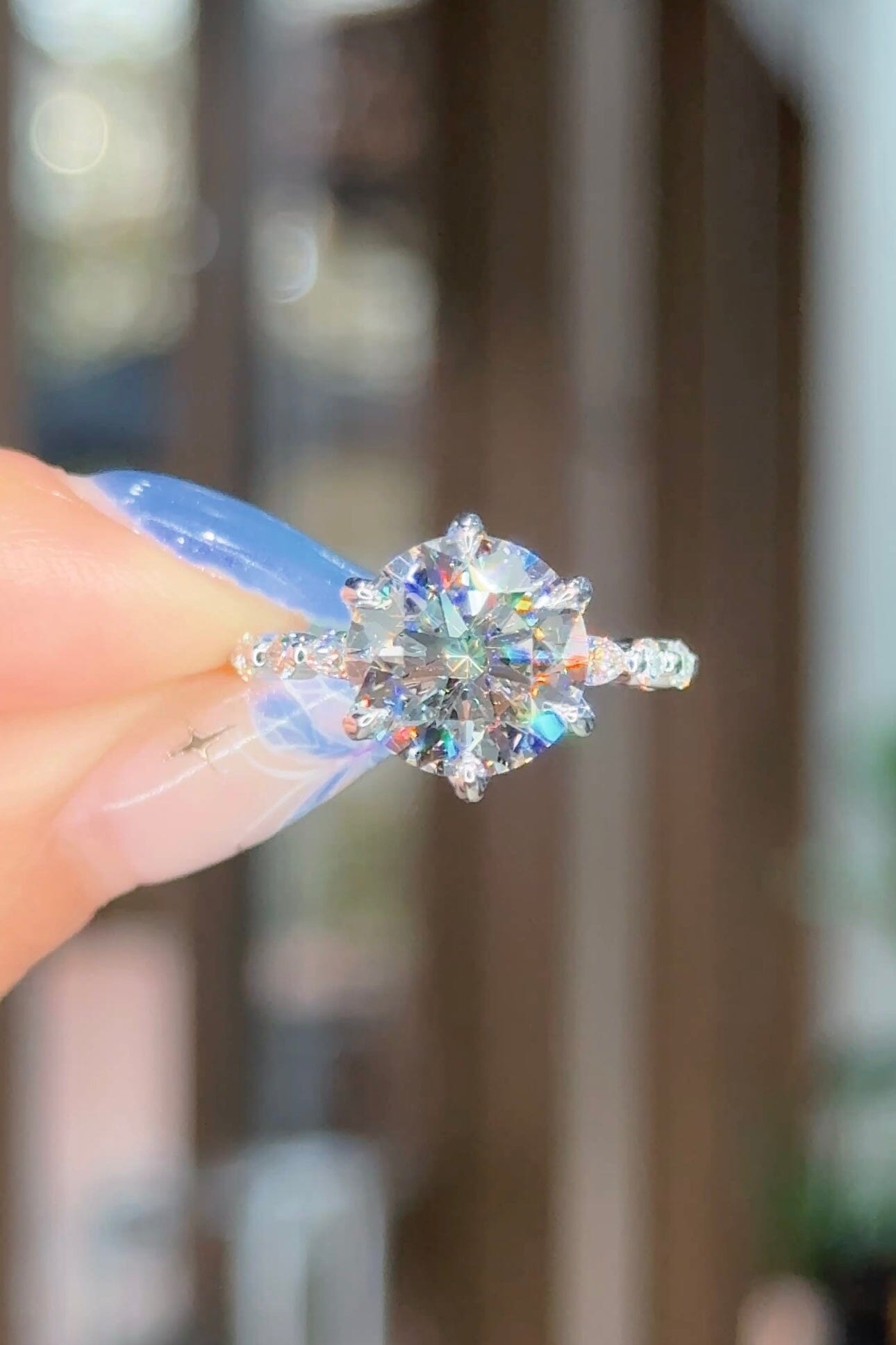 4.01ct D-VS1 Round Lab Diamond Ren Engagement Rings Princess Bride Diamonds 